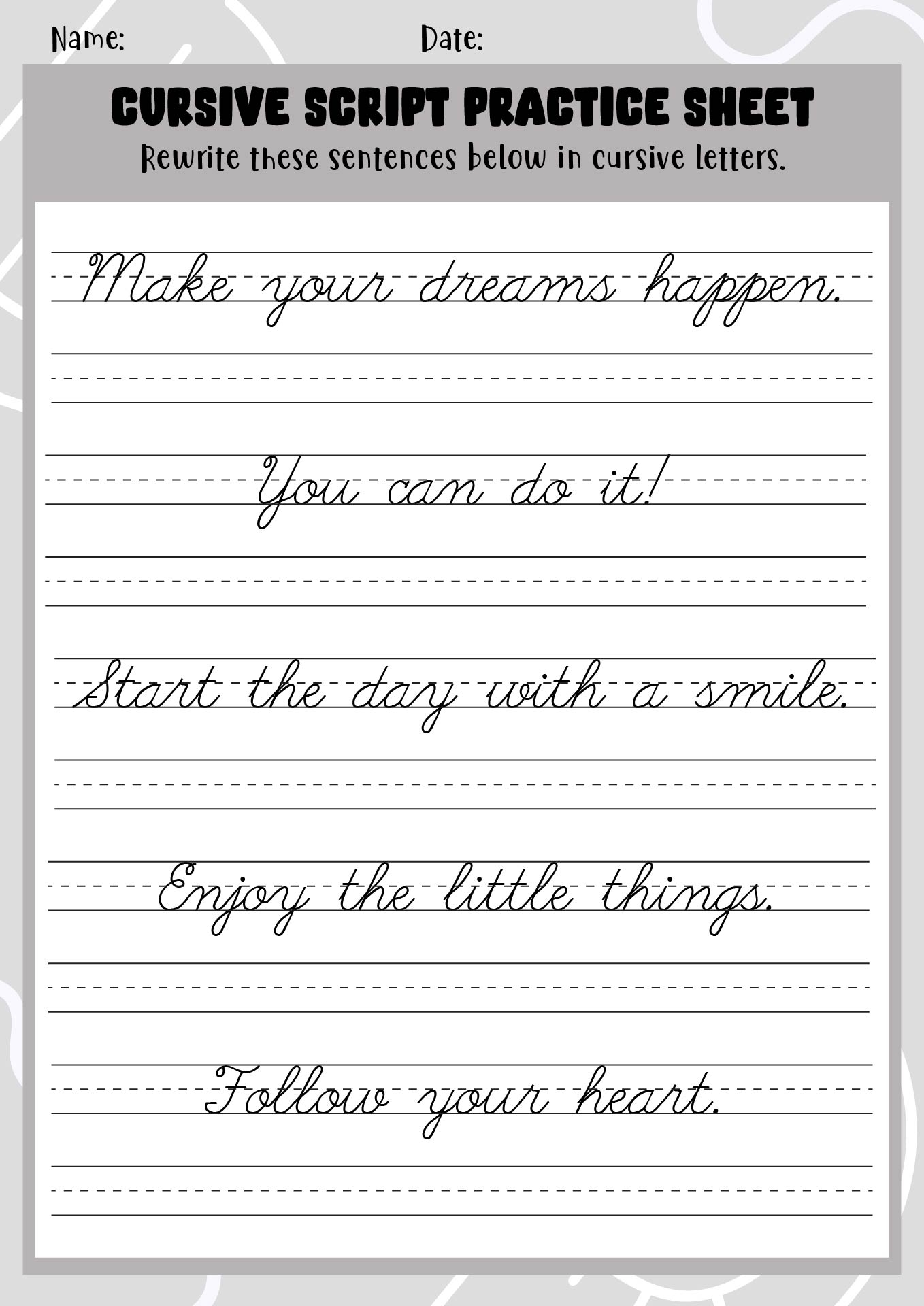 french cursive handwriting worksheets