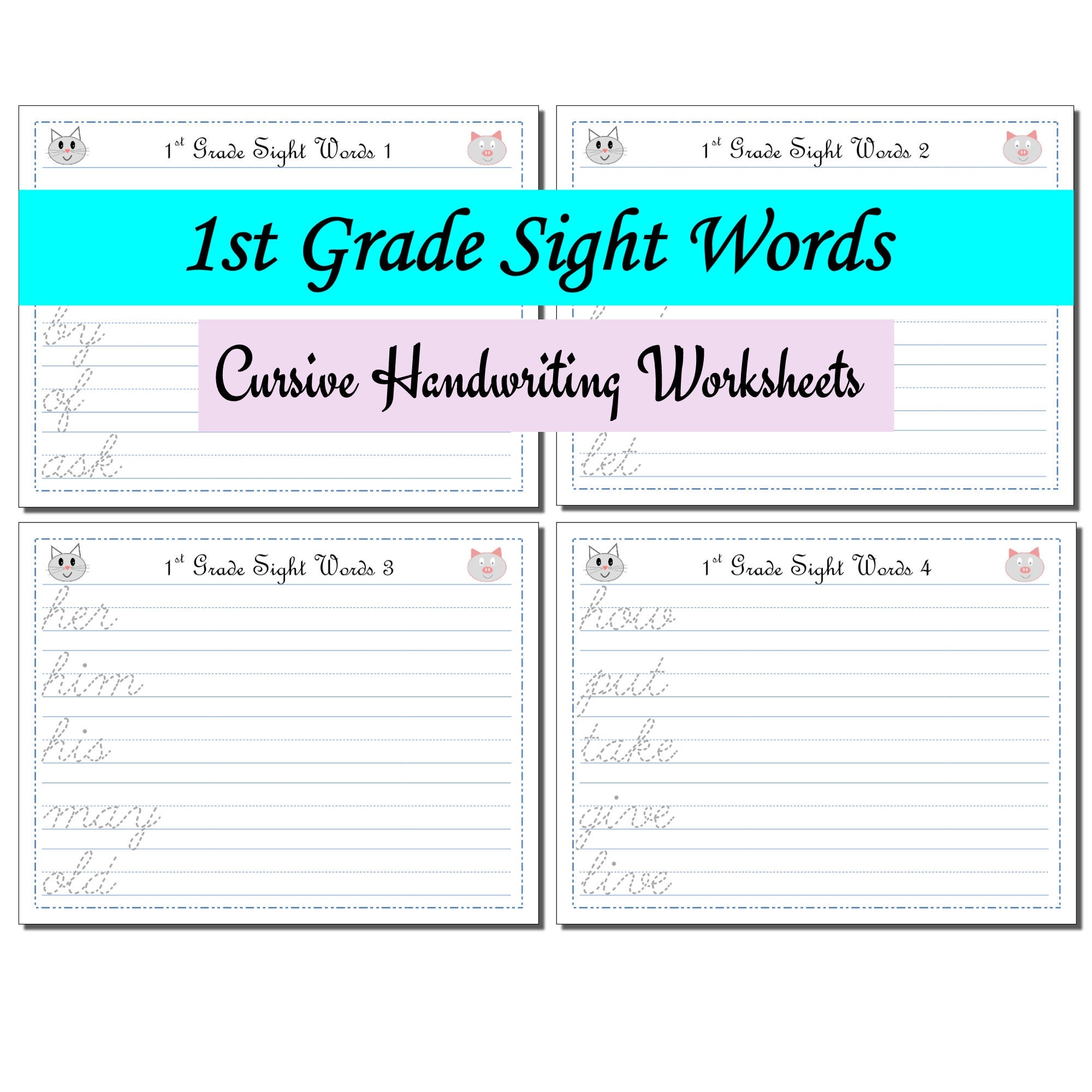 1st Grade Sight Words Cursive Handwriting Worksheets Etsy 1st Grade Sight Words Cursive Handwriting Worksheets Etsy