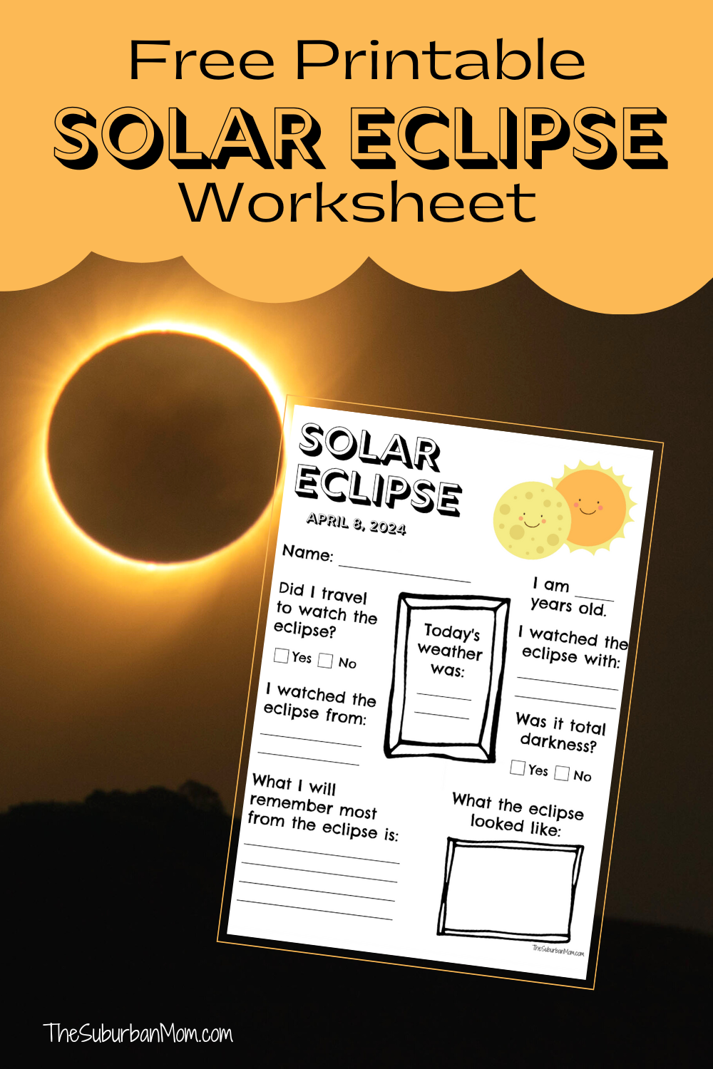 2024 Free Solar Eclipse Worksheet TheSuburbanMom