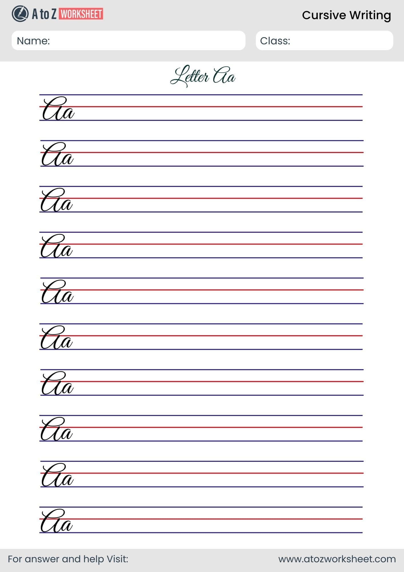 25 Free Cursive Writing Worksheets PDF A To Z Worksheet
