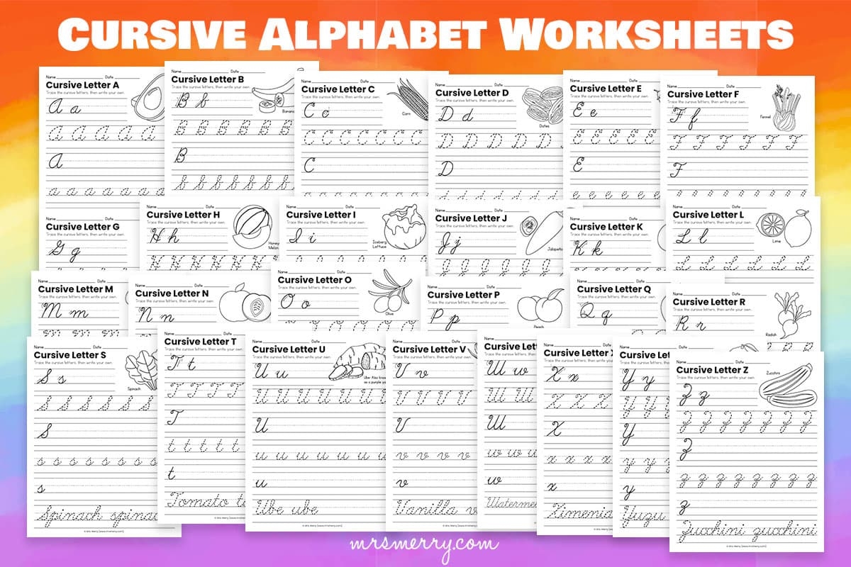 cursive alphabet handwriting worksheets