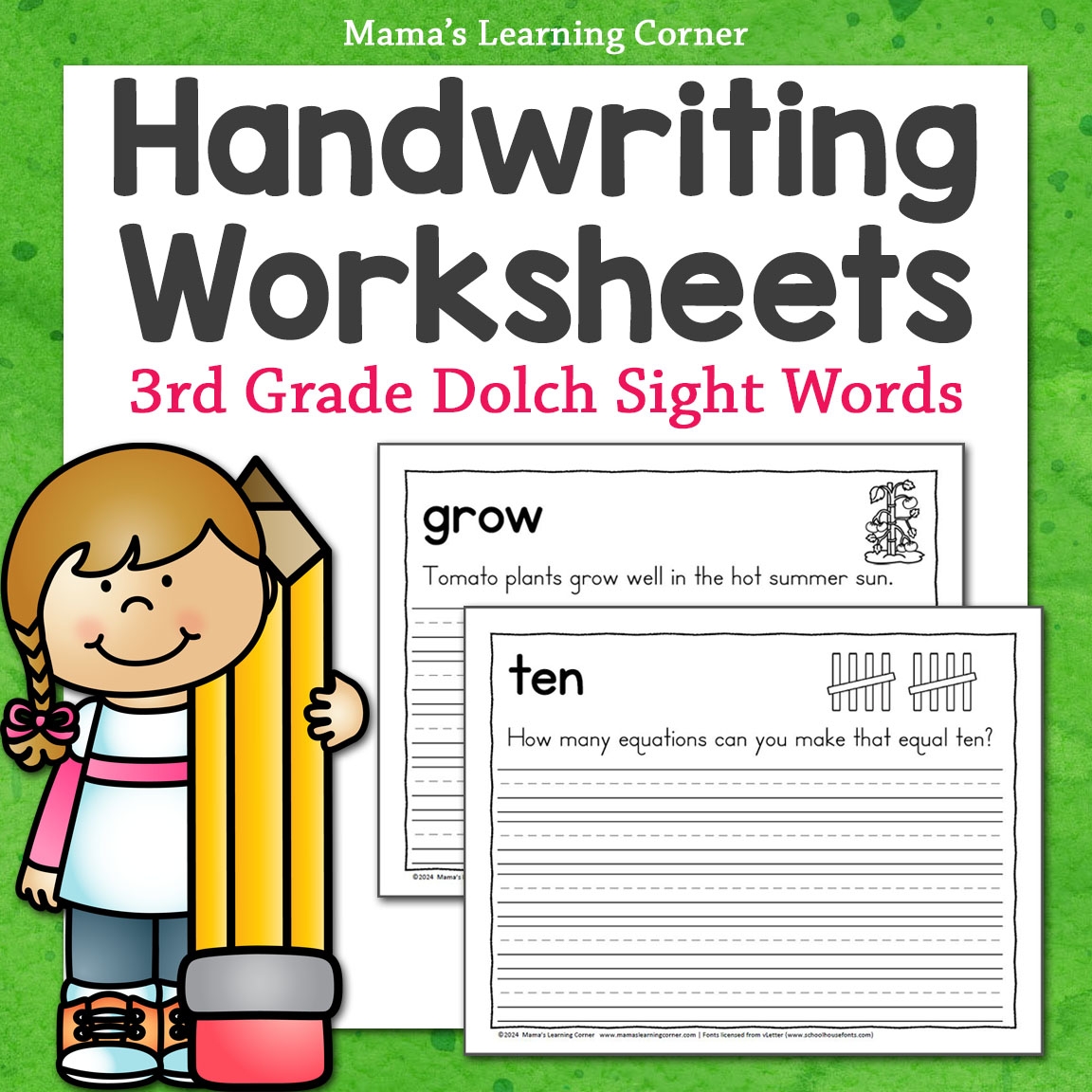 3rd Grade Dolch Sight Words Handwriting Worksheets Mamas Learning Corner