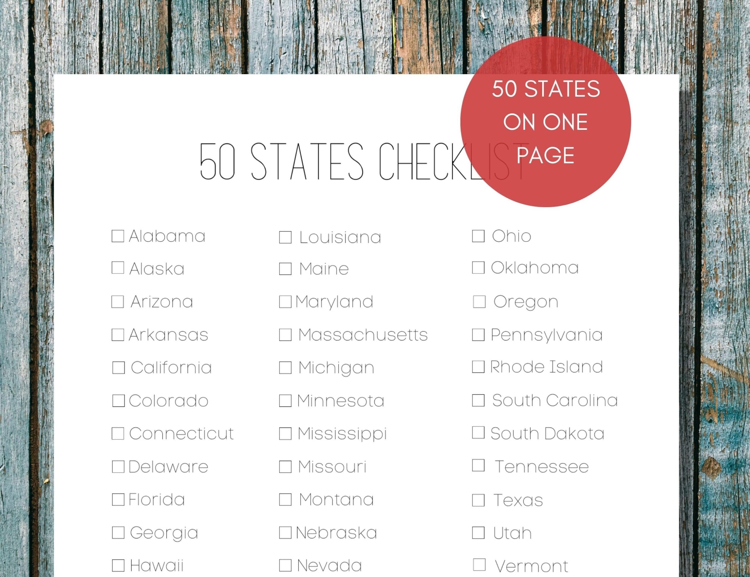 50 States Checklist Printable US States Bucket List Challenge United States Travel Goals America 50 States Tracker Etsy Hong Kong