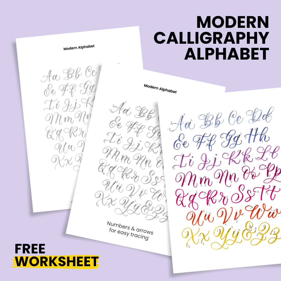 60 A Z Calligraphy Alphabet Examples Free Worksheets Loveleigh Loops