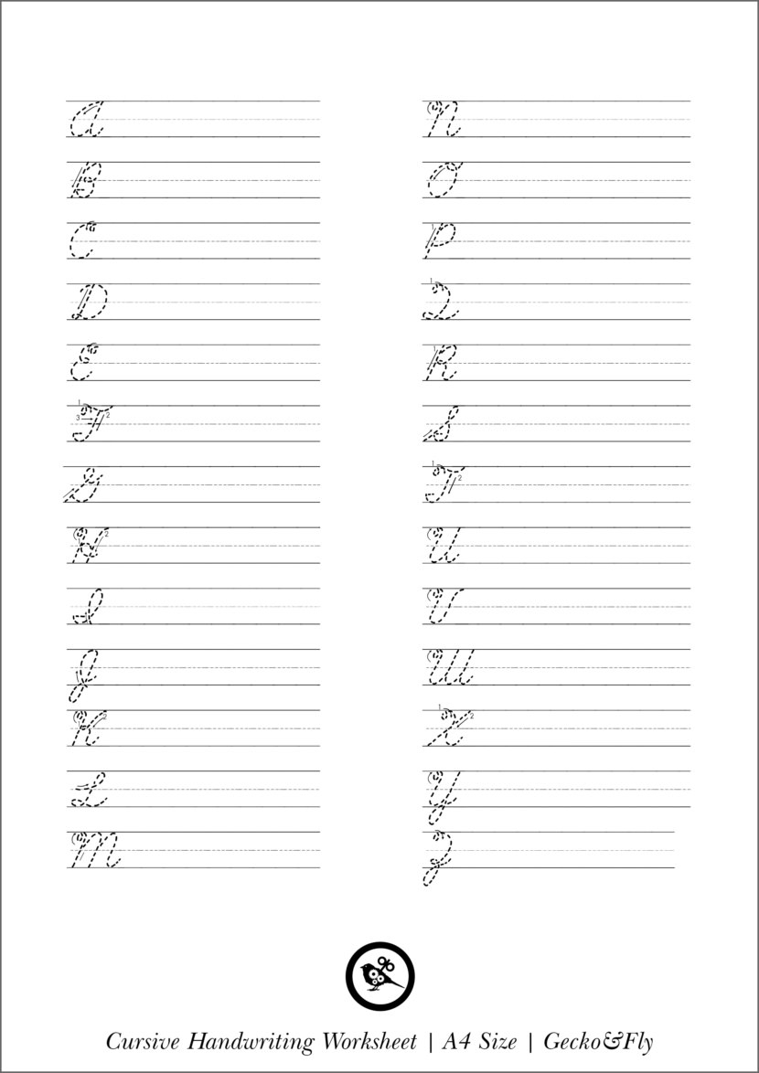 free printable cursive handwriting worksheets
