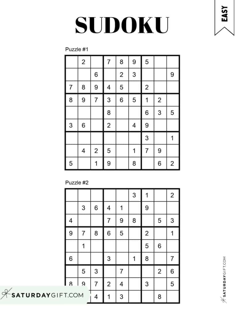 72 Free Printable Sudoku Puzzles SaturdayGift