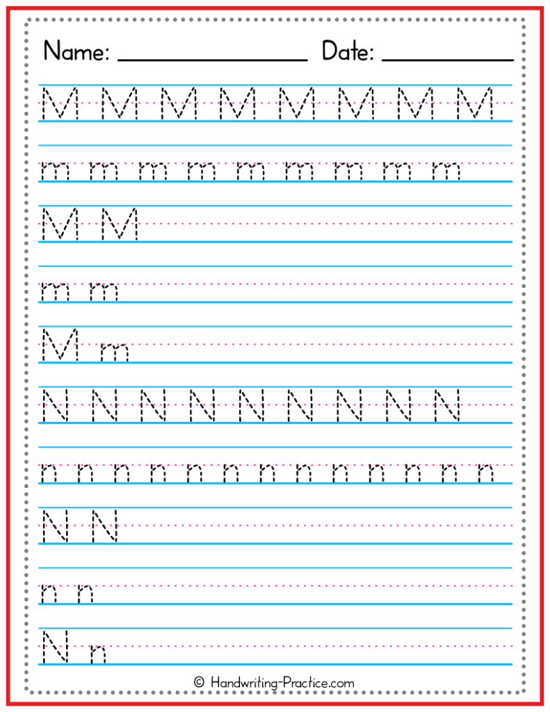 letter m handwriting worksheet