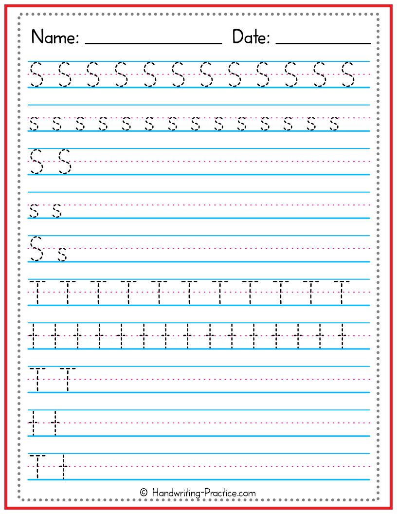 handwriting practice worksheet