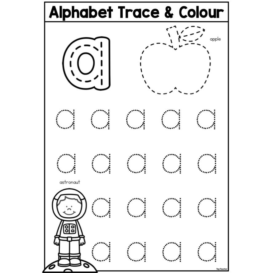 Alphabet Trace Colour Worksheet Letter A Top Teacher