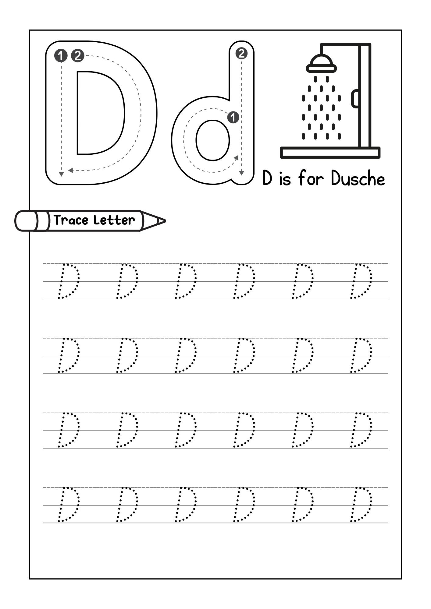 Alphabet Tracing Practice Letter D Handwriting Worksheet Uppercase Lowercase Made By Teachers