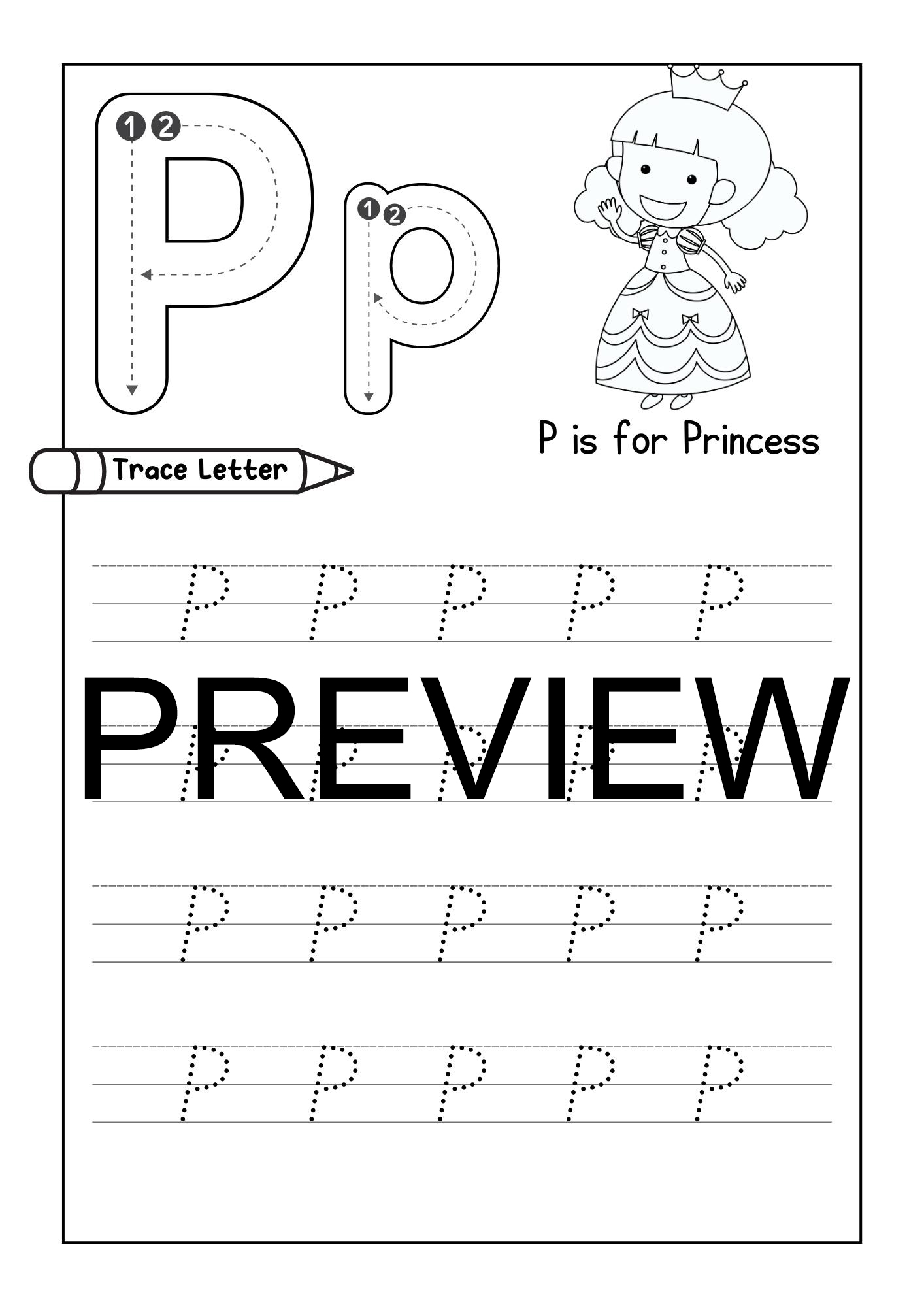 Alphabet Tracing Practice Letter P Handwriting Worksheet Uppercase Lowercase Made By Teachers