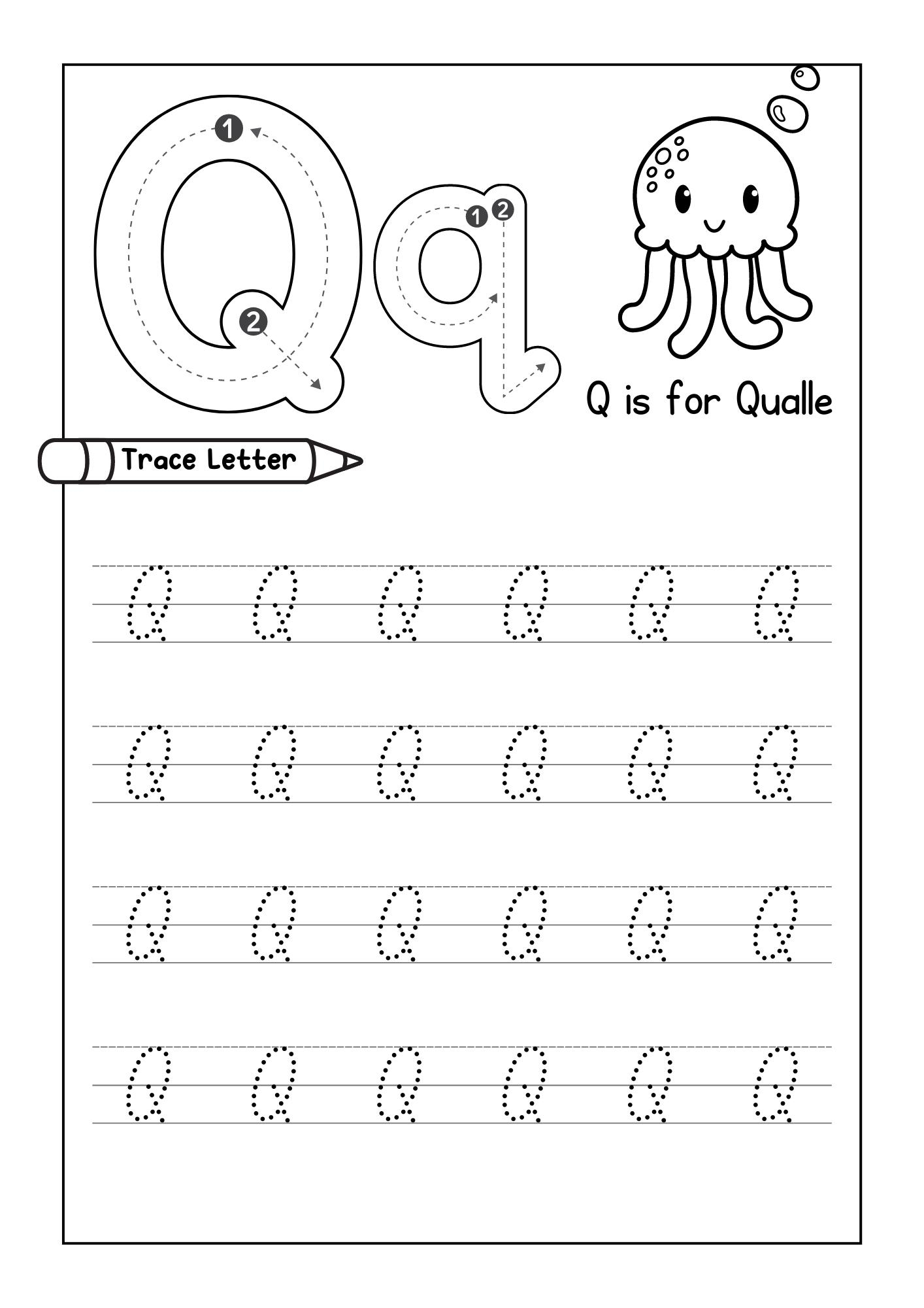 Alphabet Tracing Practice Letter Q Handwriting Worksheet Uppercase Lowercase Made By Teachers