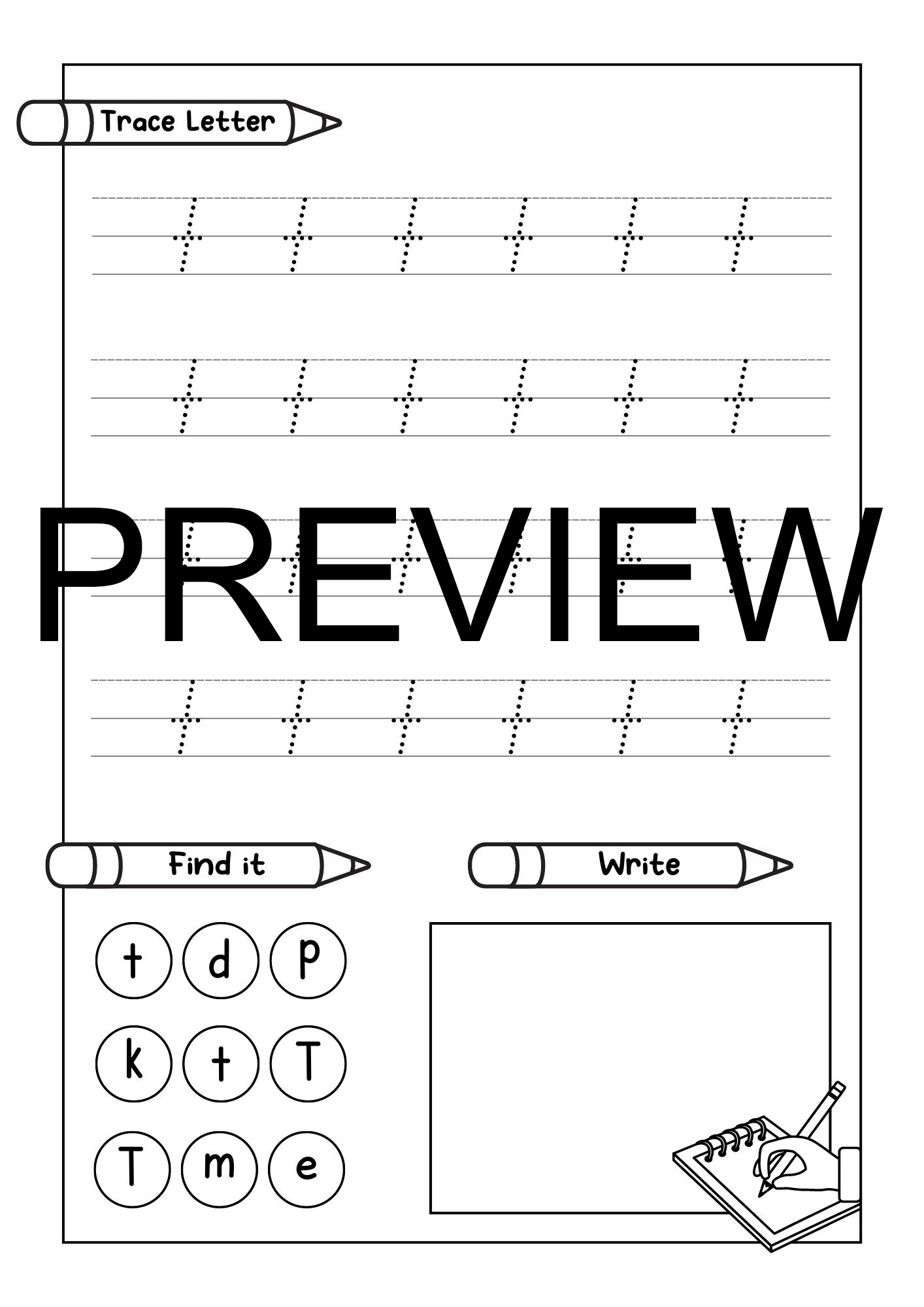 letter t handwriting worksheets