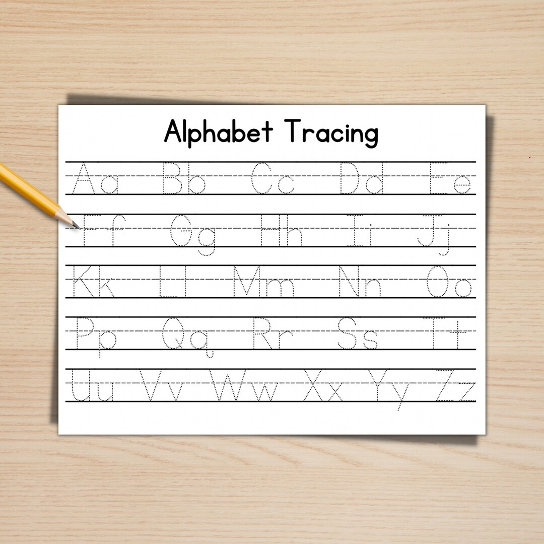 Alphabet Tracing Printable A Z Handwriting Worksheet Preschool And Kindergarten Worksheet Etsy