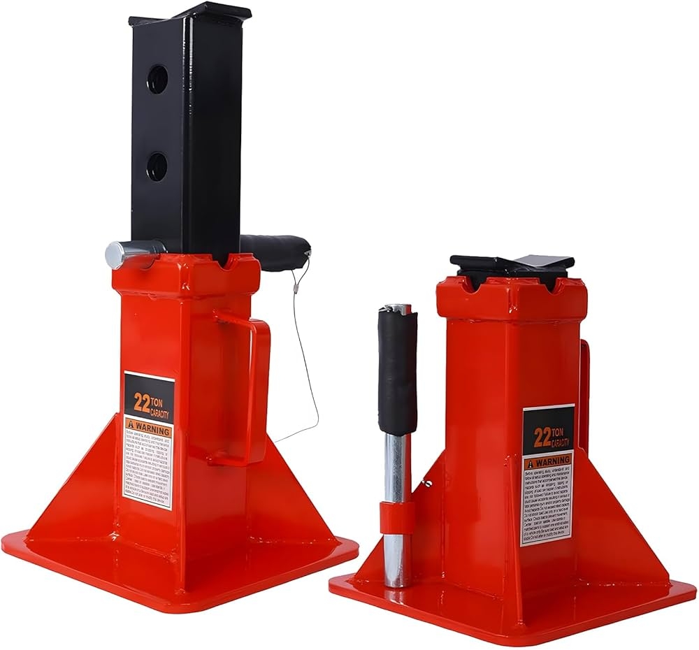 Amazon 22 Ton 44 000 Lbs Car Jack Stands 1 Pair Heavy Duty Pin Type Professional Car Jack Stand With Lock Wide Base Safety Design For Supporting Trucks Trailers Equipment Red Automotive