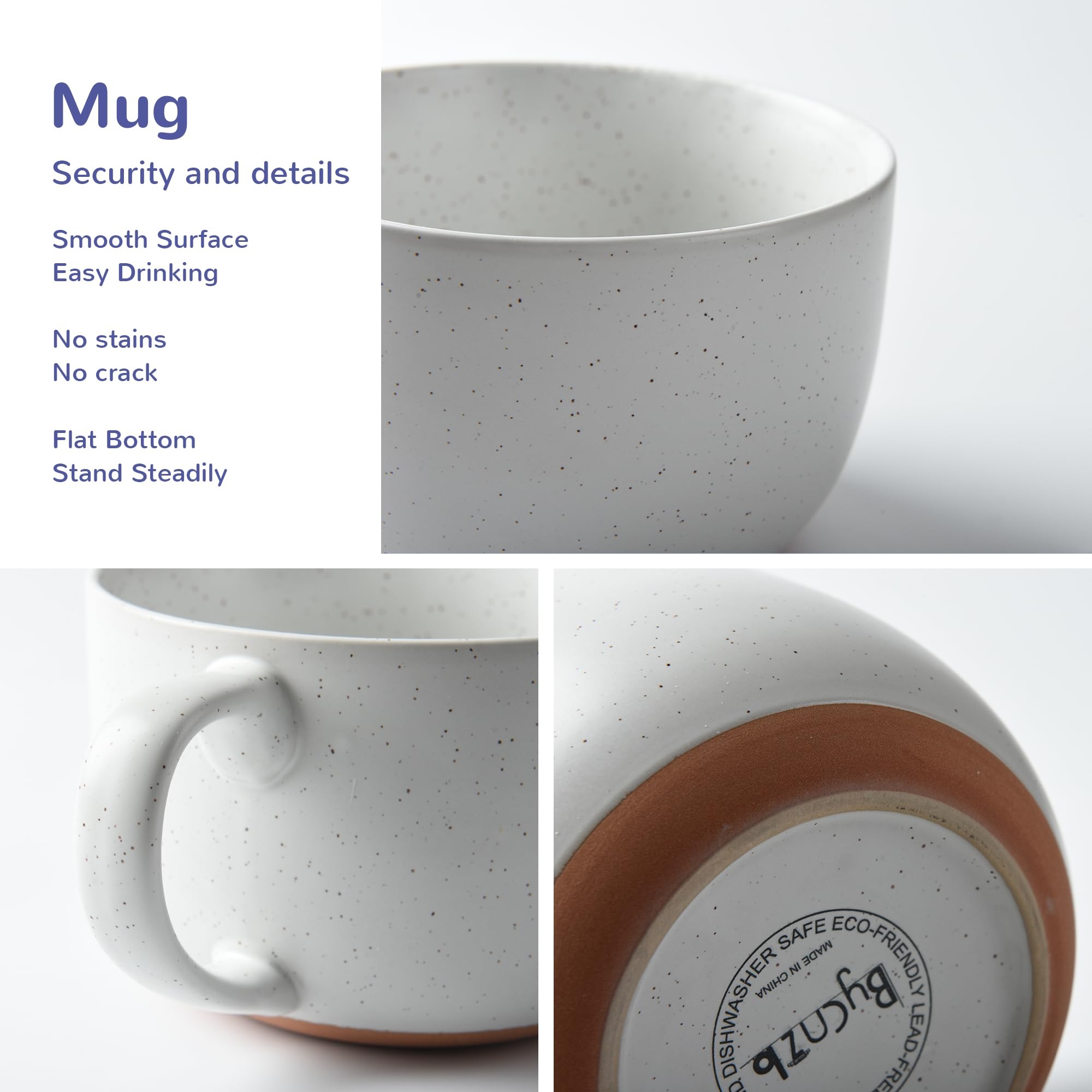 Amazon BYCNZB 38oz Ceramic Large Soup Mugs With Hanlde For Coffee Cereal Salad Noodles Tea Soup Bowls Cups Microwave Dishwasher Safe Set Of 2 White Home Kitchen