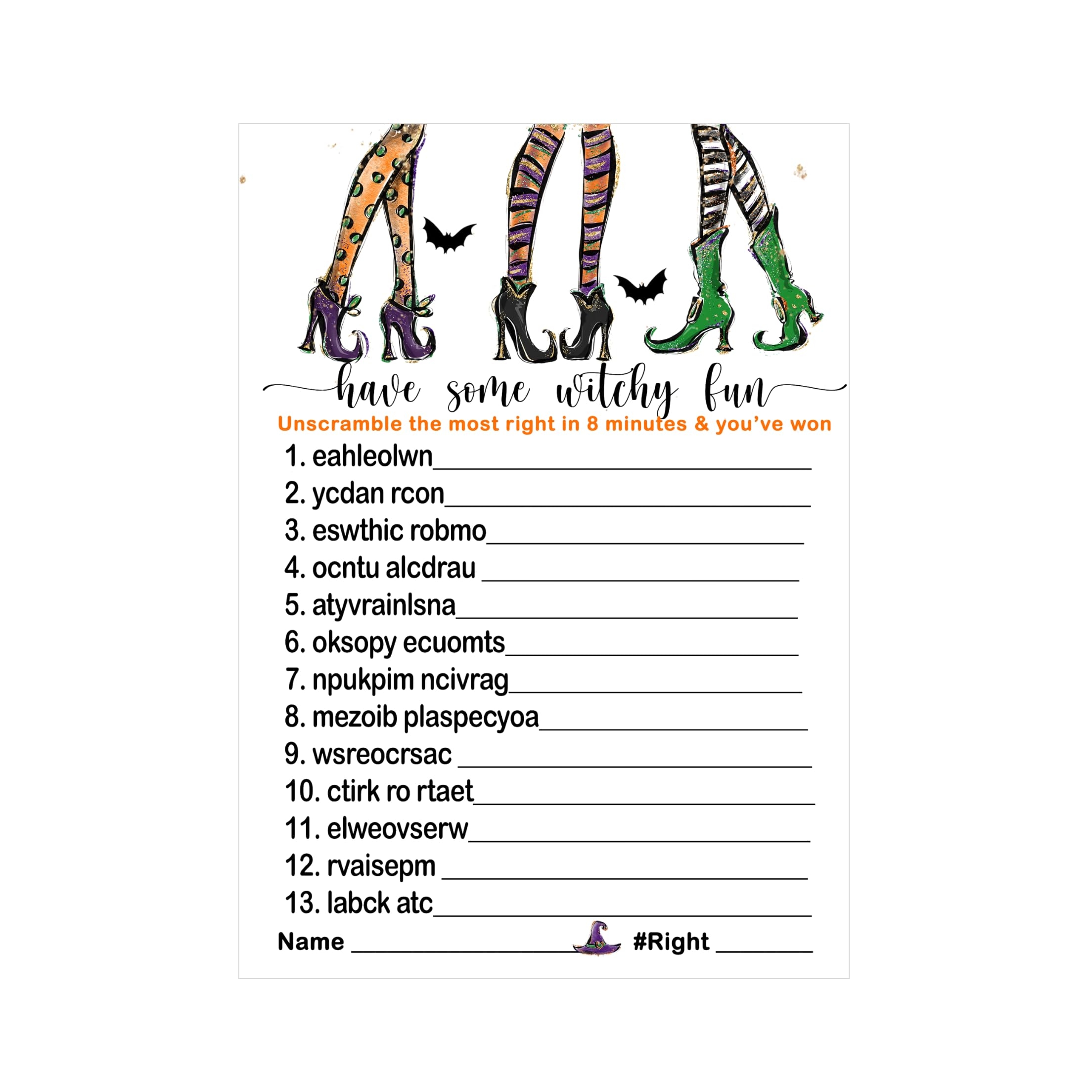 Amazon Halloween Party Game Word Scramble 25 Pack Witch Is Getting Hitched Bridal Shower Unscramble The Words Trouble Brewing Baby Shower Activity For Guests Fall Festival Adults Pumpkin Favors Home 