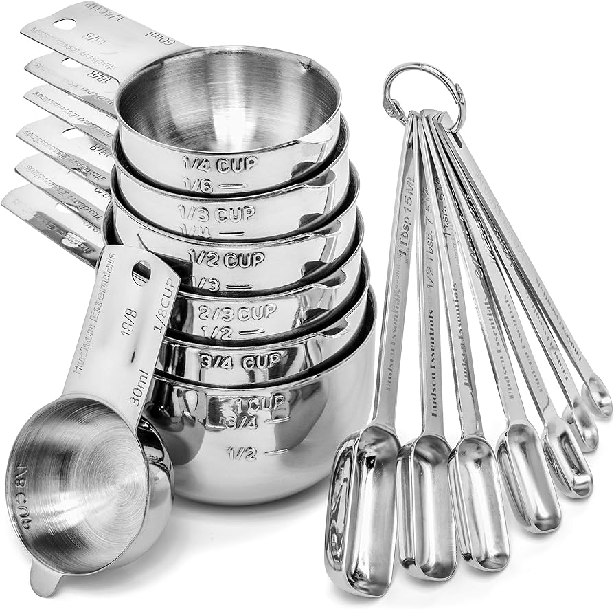 Amazon Hudson Essentials Stainless Steel Measuring Cups And Spoons Set 14 Piece Set Home Kitchen