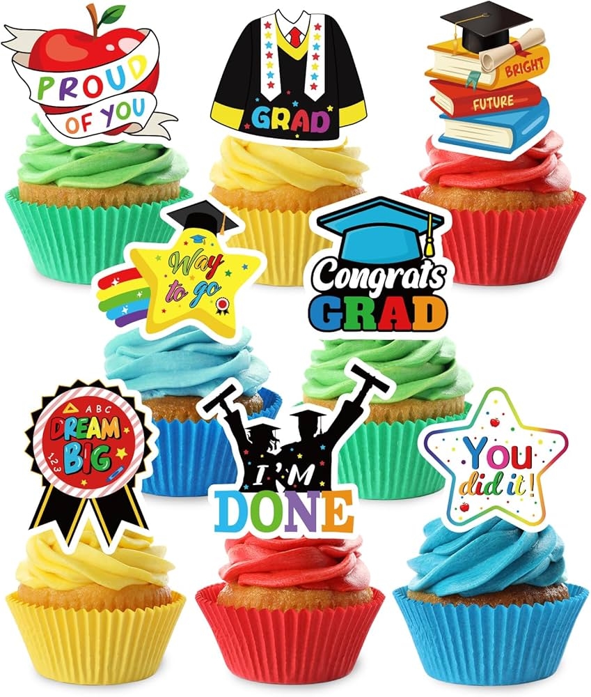 Amazon JarThenaAMCS 32Pcs Kindergarten Graduation Cupcake Toppers Congrats Grad Cupcake Picks For Preschool Primary School Graduate Party Supplies 8 Designs Toys Games