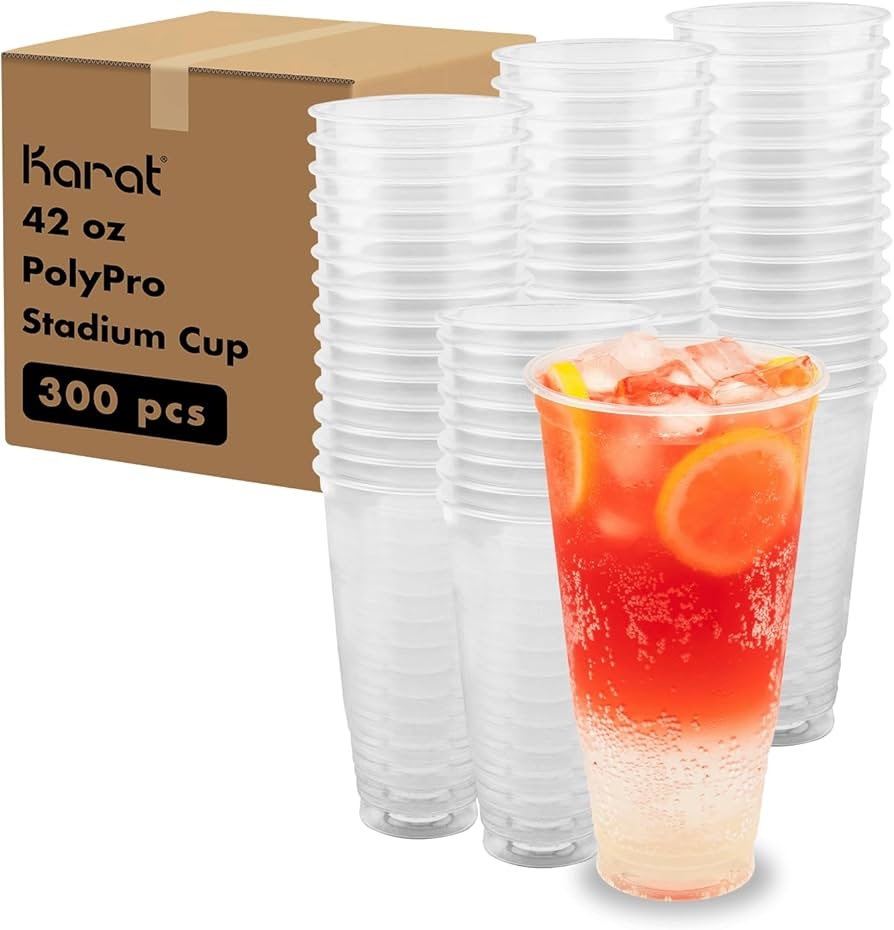 Amazon Karat 42oz 300ct PP Plastic Cold Disposable Plastic Cups BPA Free 117mm Diameter Drinking Cups For Cold Beverages Iced Coffee Water Ideal For Parties And Events Health Household