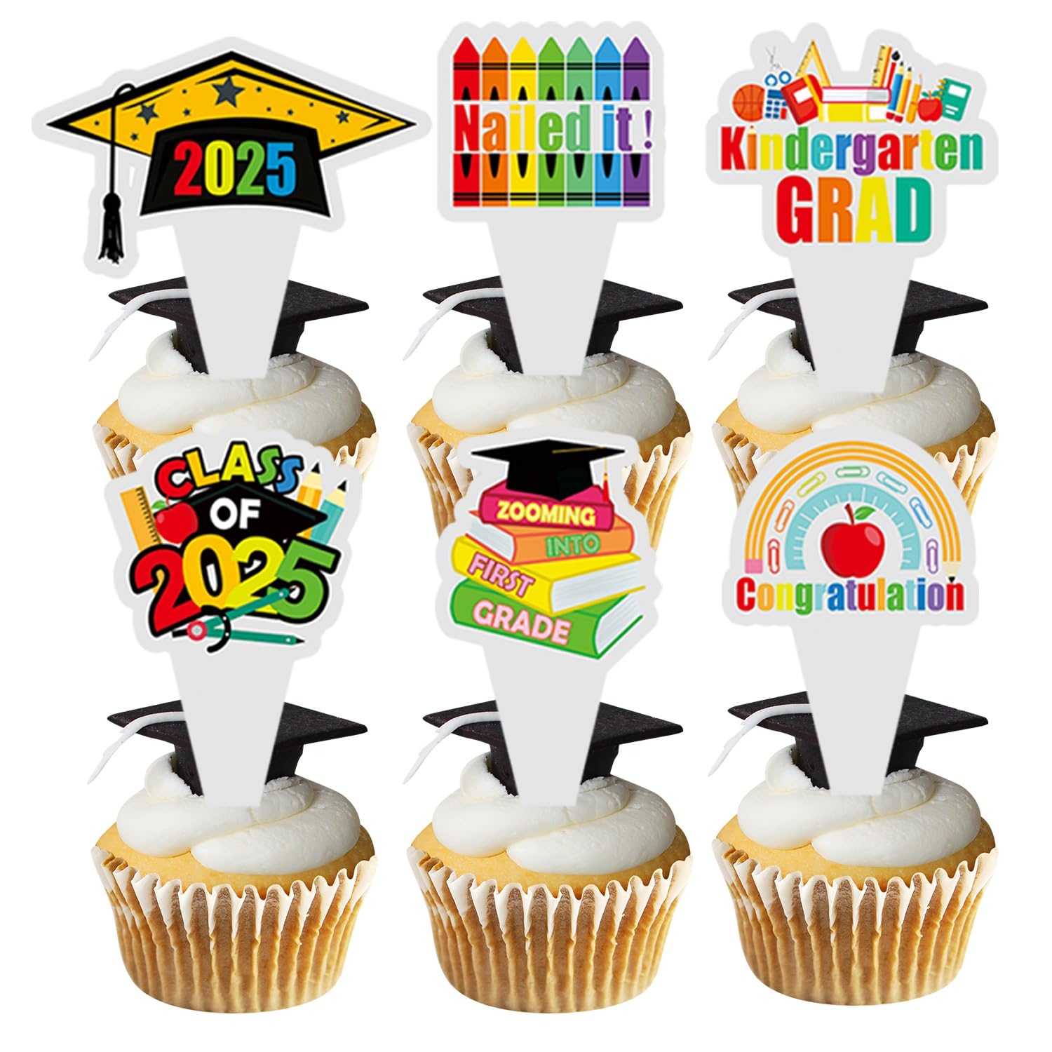 Amazon Kindergarten Graduation Cupcake Toppers Kindergarten Graduation Decorations 2025 Preschool Kindergarten Class Of 2025 Congrats Grad Kindergarten Grad Party Decorations Supplies 24Pcs Toys Games