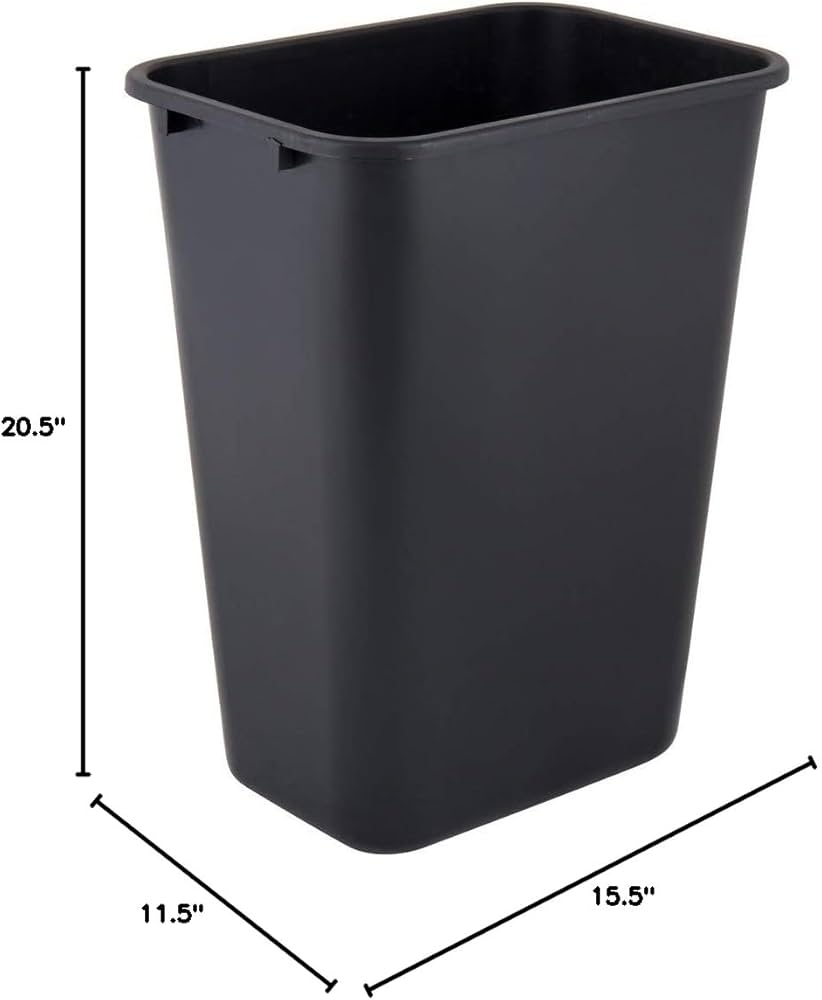 Amazon PRO Family 41 Qt 10 Gallon 38 Liters Black Rectangular Wastebasket Trash Bin Kitchen Trash Can Recycling Bins Plastic Bin Garbage Can Industrial Scientific