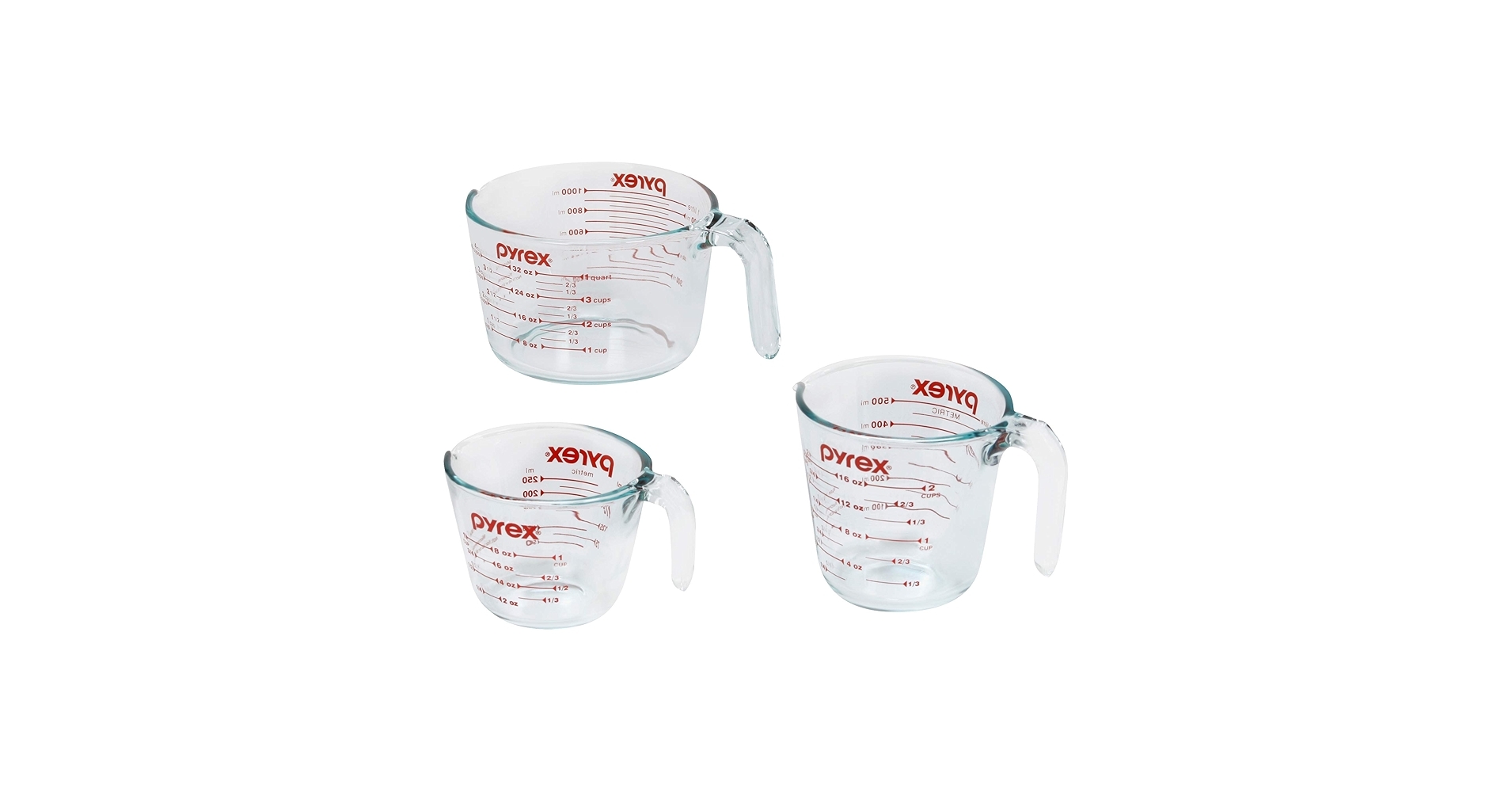 Amazon Pyrex Essentials 3 Pack Glass Measuring Cups Set 1 2 4 Cup Measuring Cups For Prepping Baking And Cooking Preheated Oven Dishwasher Freezer And Microwave Safe Home Kitchen