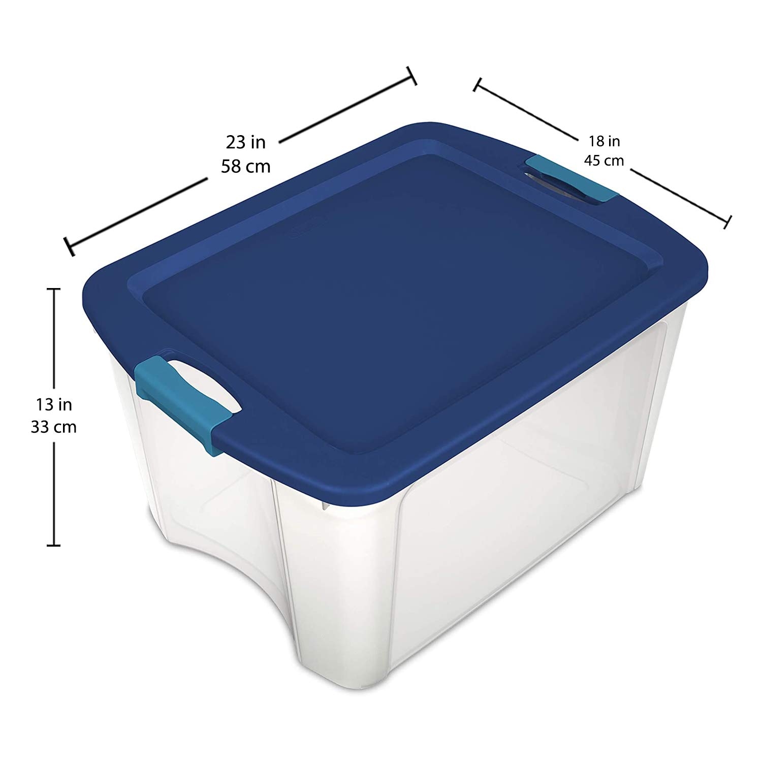 Amazon Sterilite 72 Qt 18 Gal Latching Storage Bin With Clear Base True Blue Home Kitchen