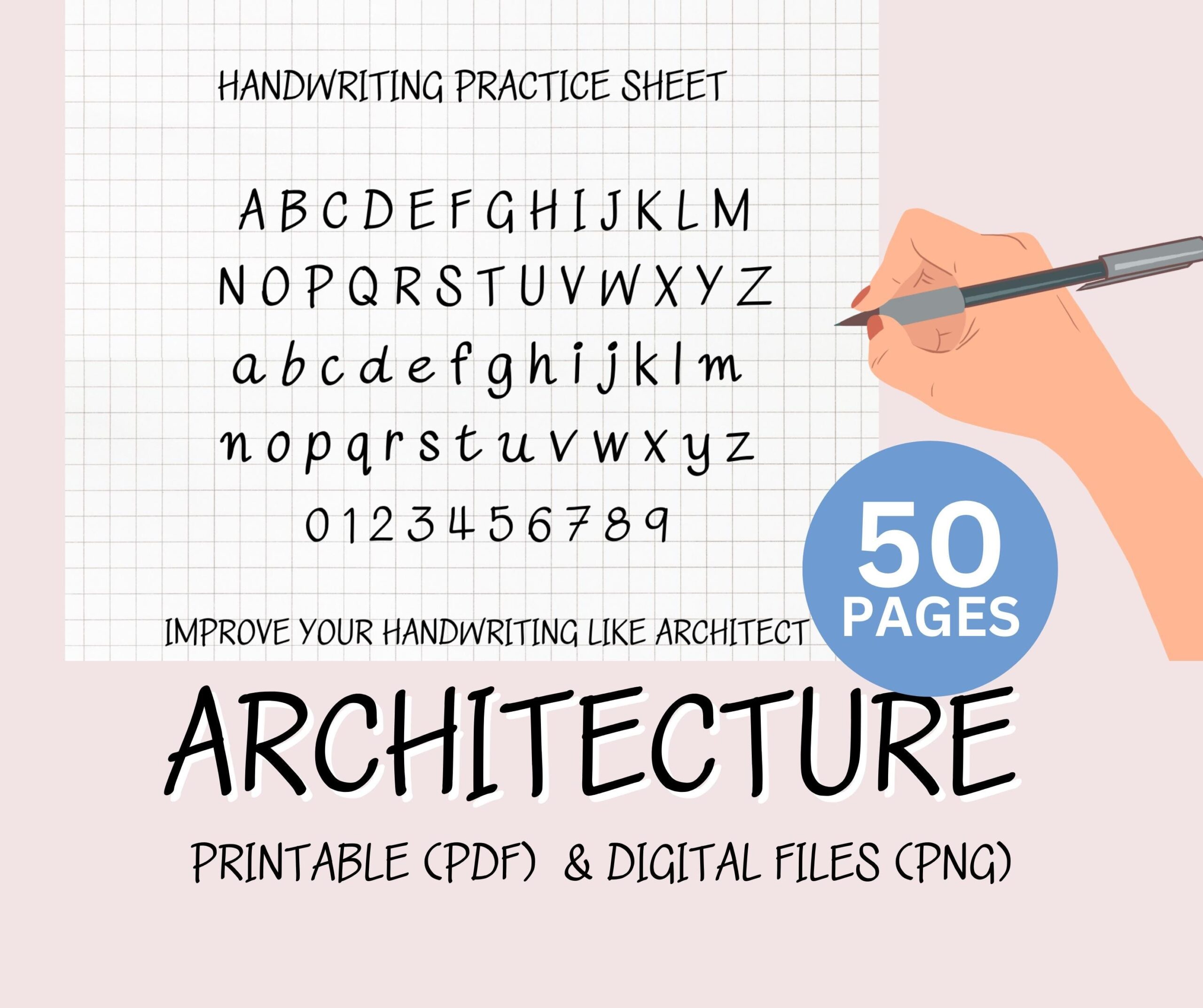 Architect Handwriting Worksheets Lettering Practice printable PDF Etsy