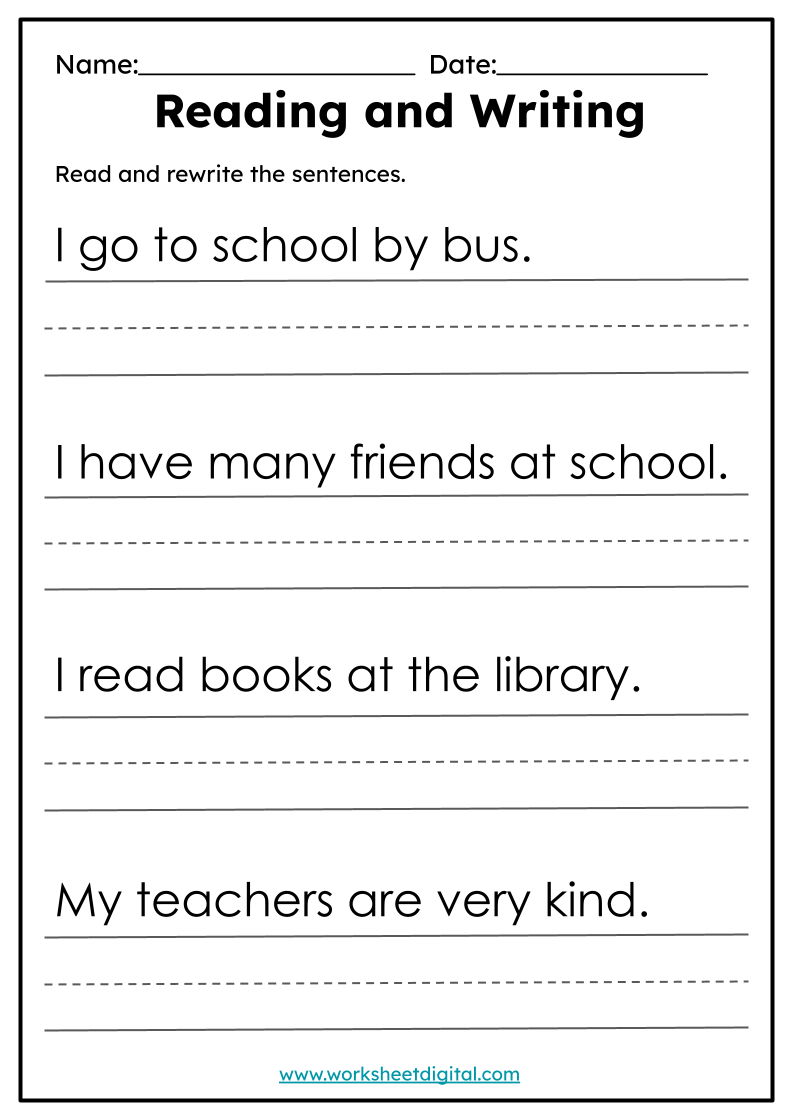 Back To School Reading And Writing Practice Worksheet Digital 1 Teacher Made Resources