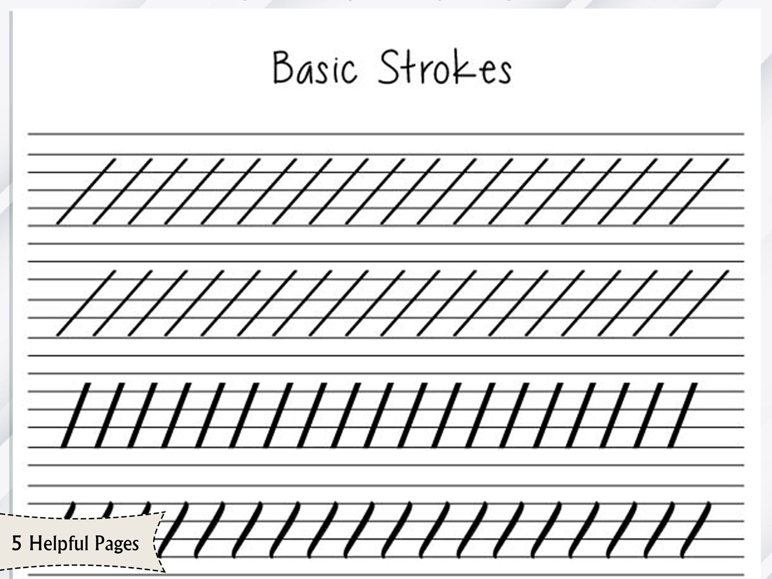 Basic Strokes Handwriting Practice Sheet Printable Handwriting Worksheets Hand Lettering Practice Neat Handwriting Practice Sheets Etsy