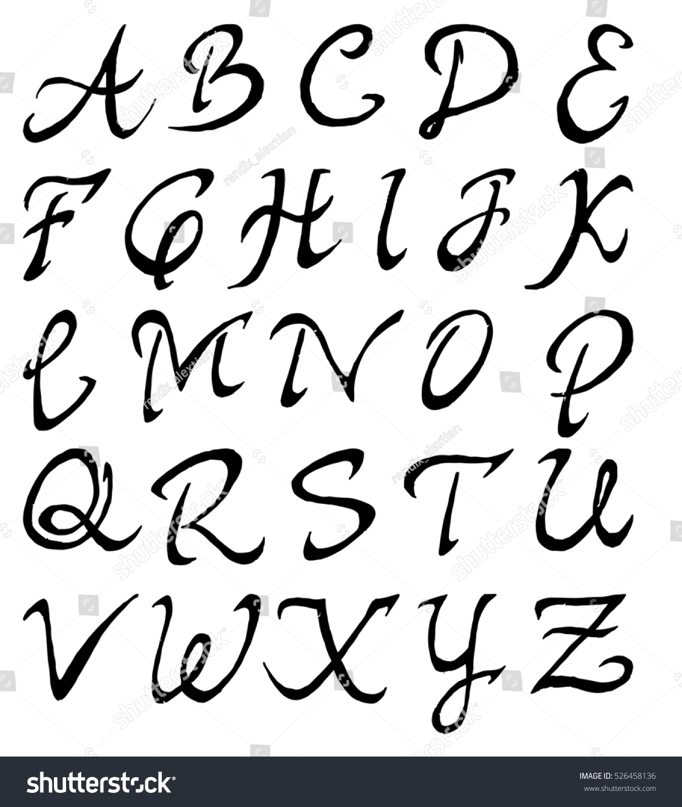 Black Fonts Hand Made Tracing Sketch Stock Illustration 526458136 Shutterstock