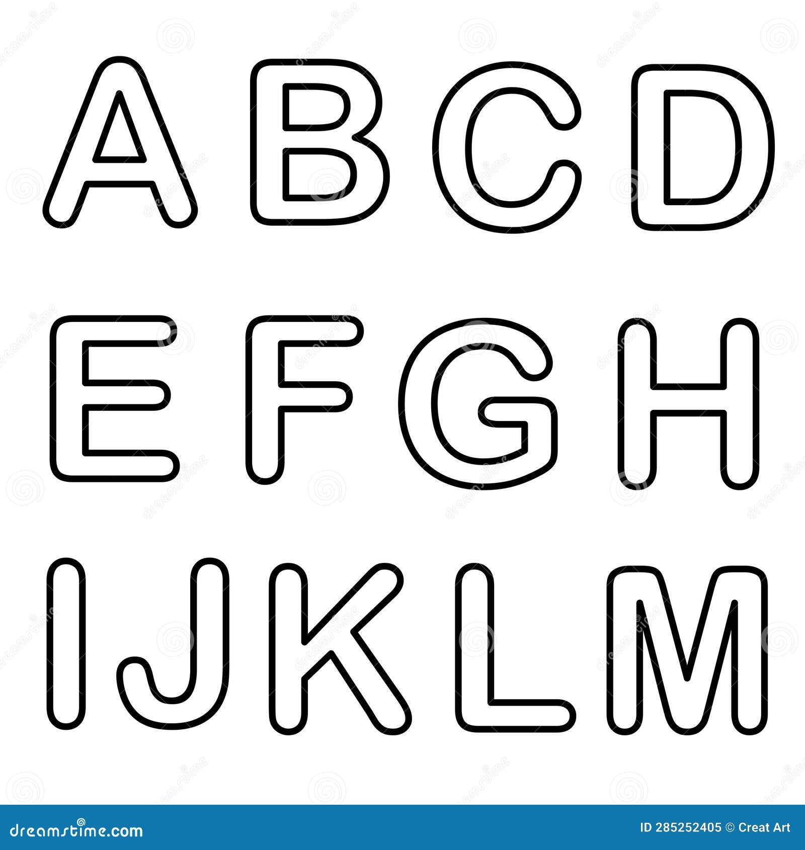 Black Outline Alphabet Letters A To M Stock Vector Illustration Of Alphabet Graphics 285252405