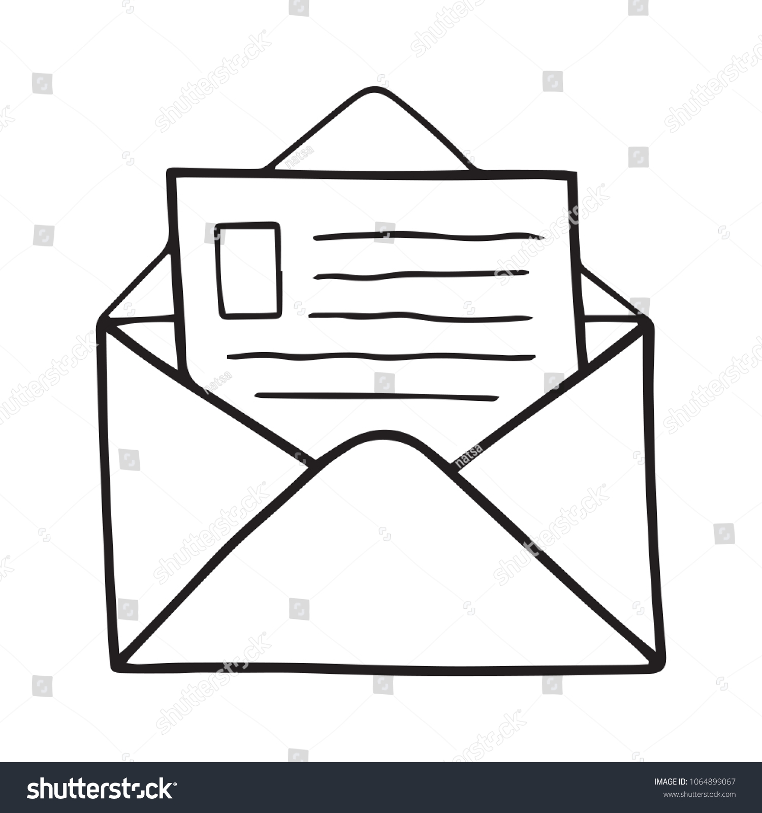 Black Outline Icon Open Envelope Letter Stock Vector Royalty Free 1064899067 Shutterstock