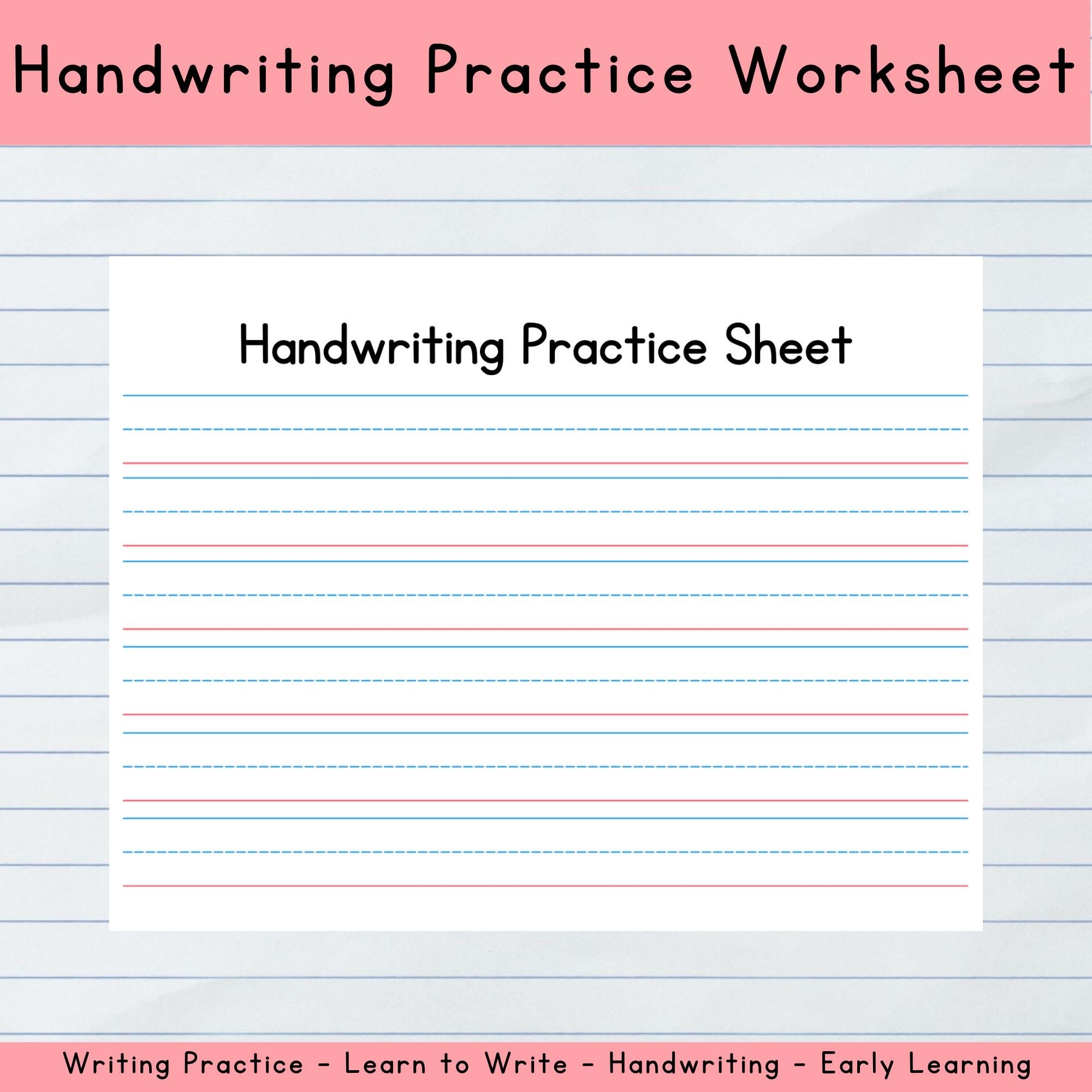 Blank Handwriting Practice Worksheet Etsy