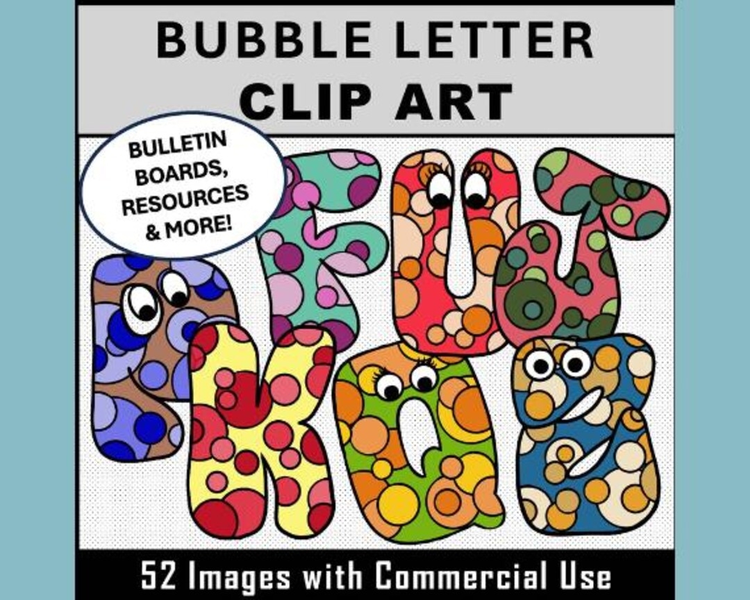 Bubble balloon Letter Solid Spots Alphabet Clip Art Colorful With Or Without Googly Eyes Etsy