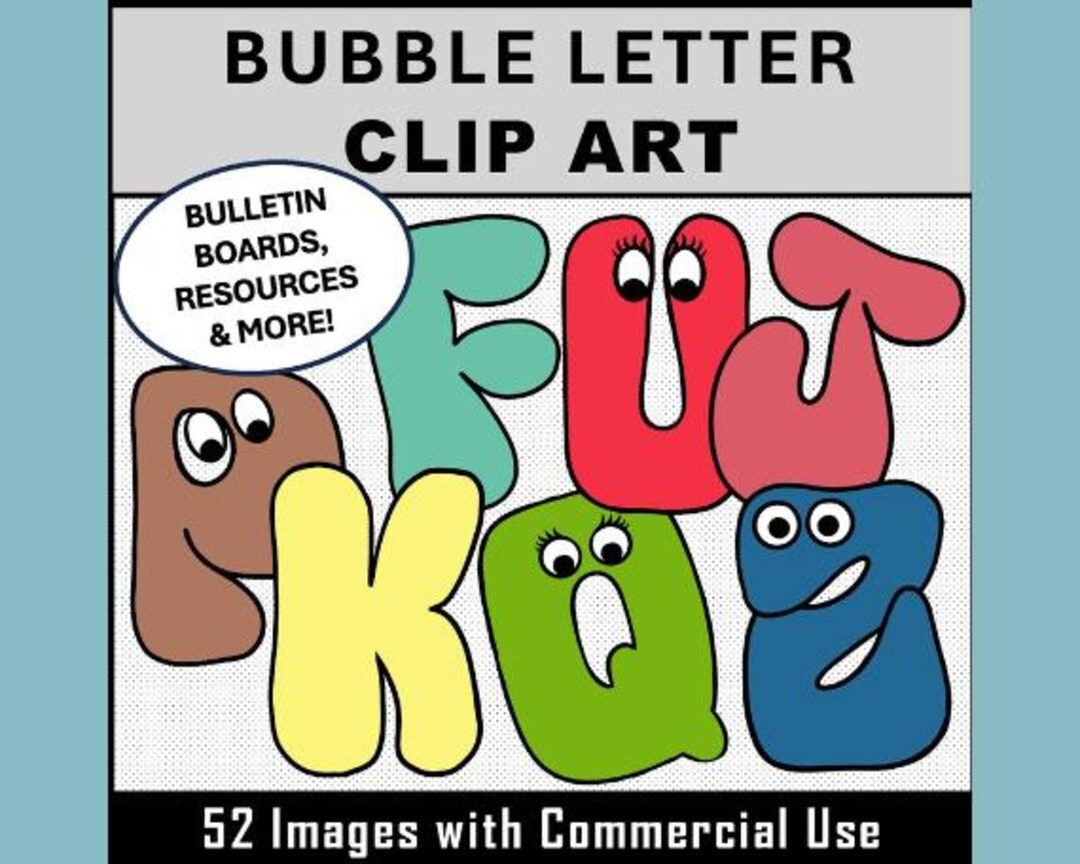 Bubble balloon Letters Alphabet Clip Art Solid Colorful With Or Without Googly Eyes Etsy Israel