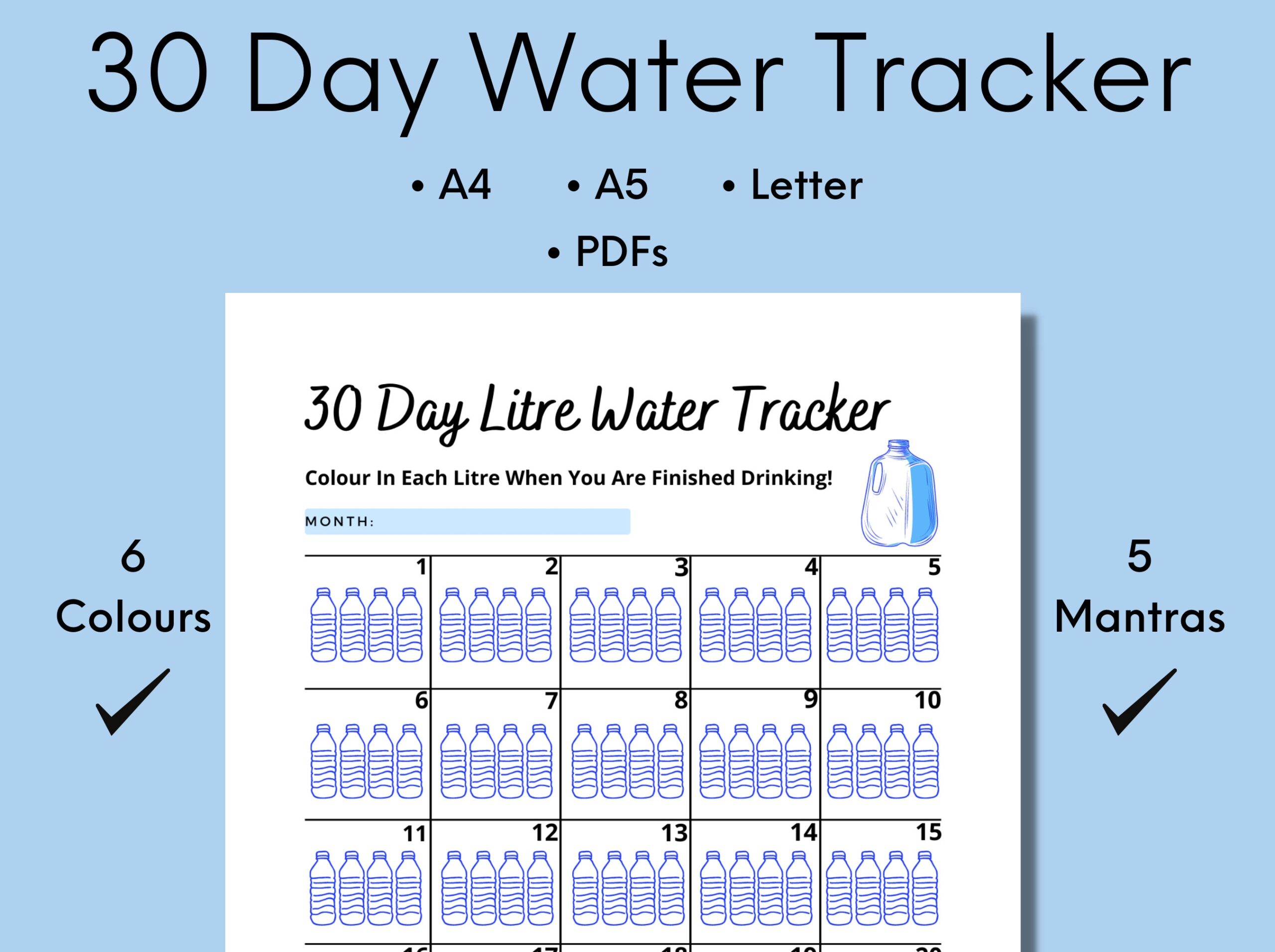 Buy Drink More Water 30 Day Water Tracker Monthly Water Challenge Hydration Log Drink Water Log Digital Download Online In India Etsy