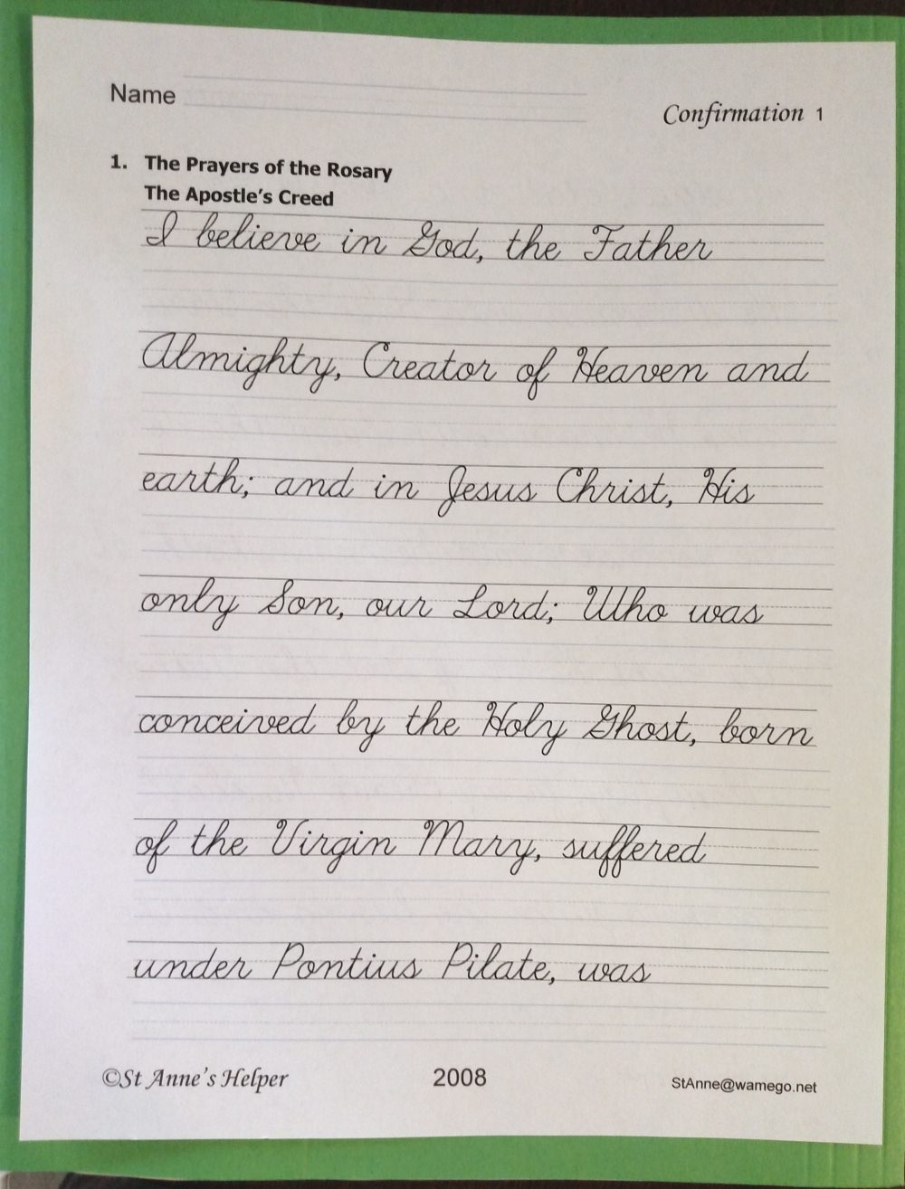Catholic Cursive Writing Worksheets Baltimore Catechism Printables