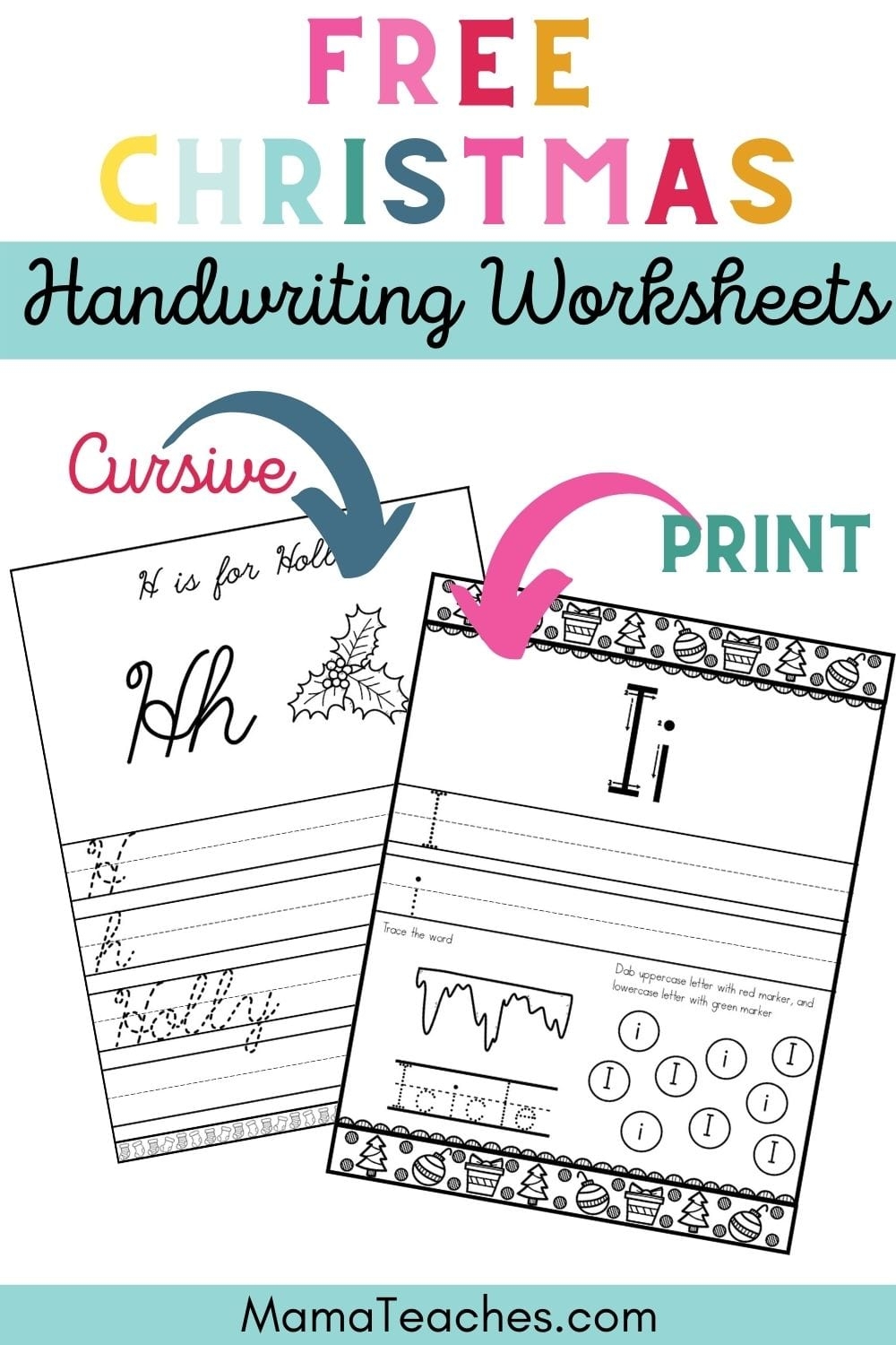christmas handwriting worksheets