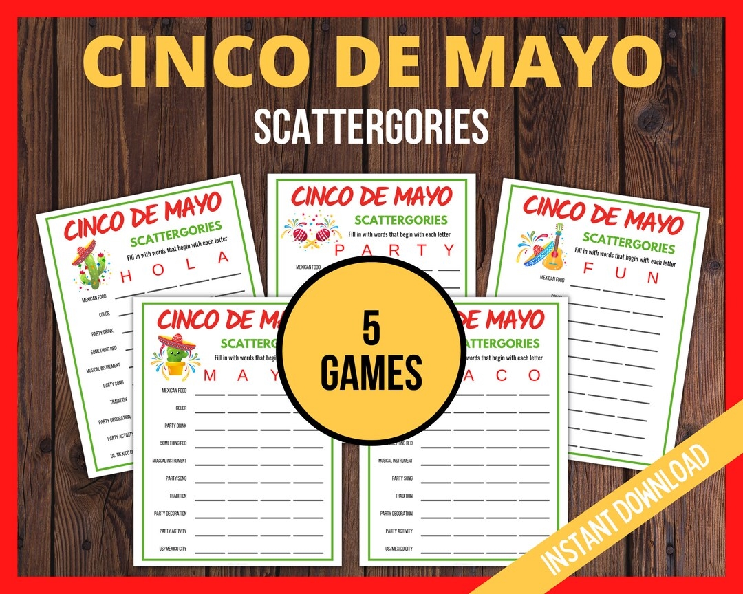 Cinco De Mayo Scattergories Mexican Printable Party Game Fiesta Game Scattergories Word Game Mexican Party Class Game For Kids Tweens Etsy