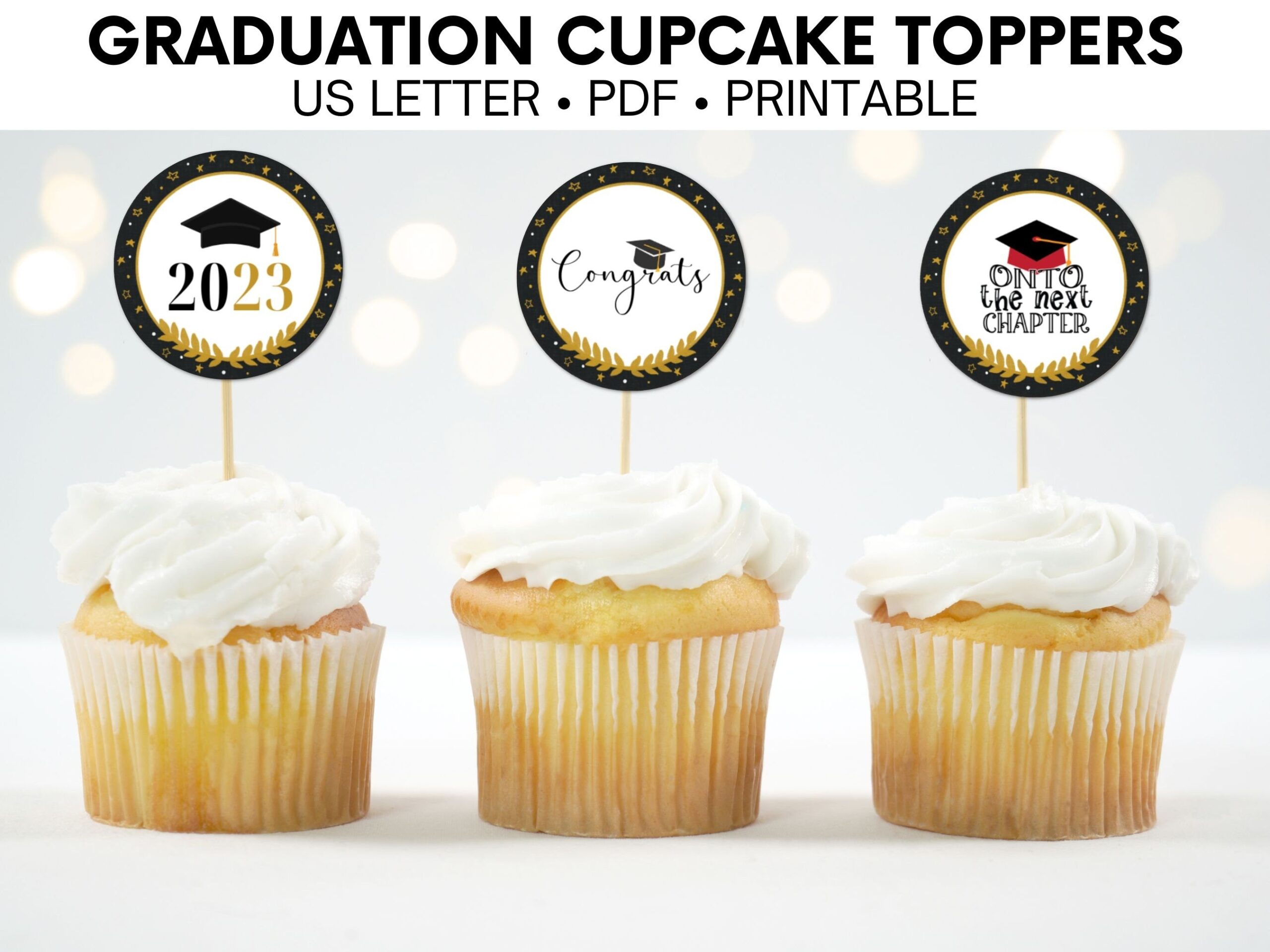 Class Of 2023 2023 Graduation Cupcake Toppers Graduation Party Decorations Senior 2023 College Graduation Graduation Cap Toppers Etsy