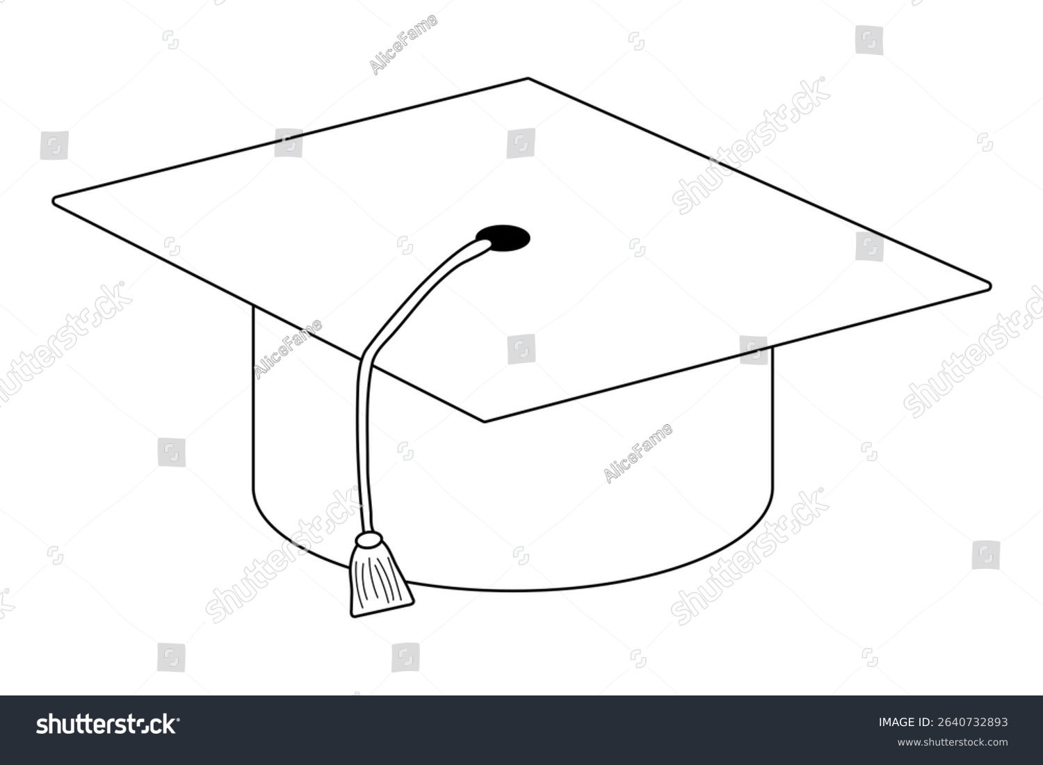 Coloring Page Contour Drawing Graduation Cap Stock Vector Royalty Free 2640732893 Shutterstock
