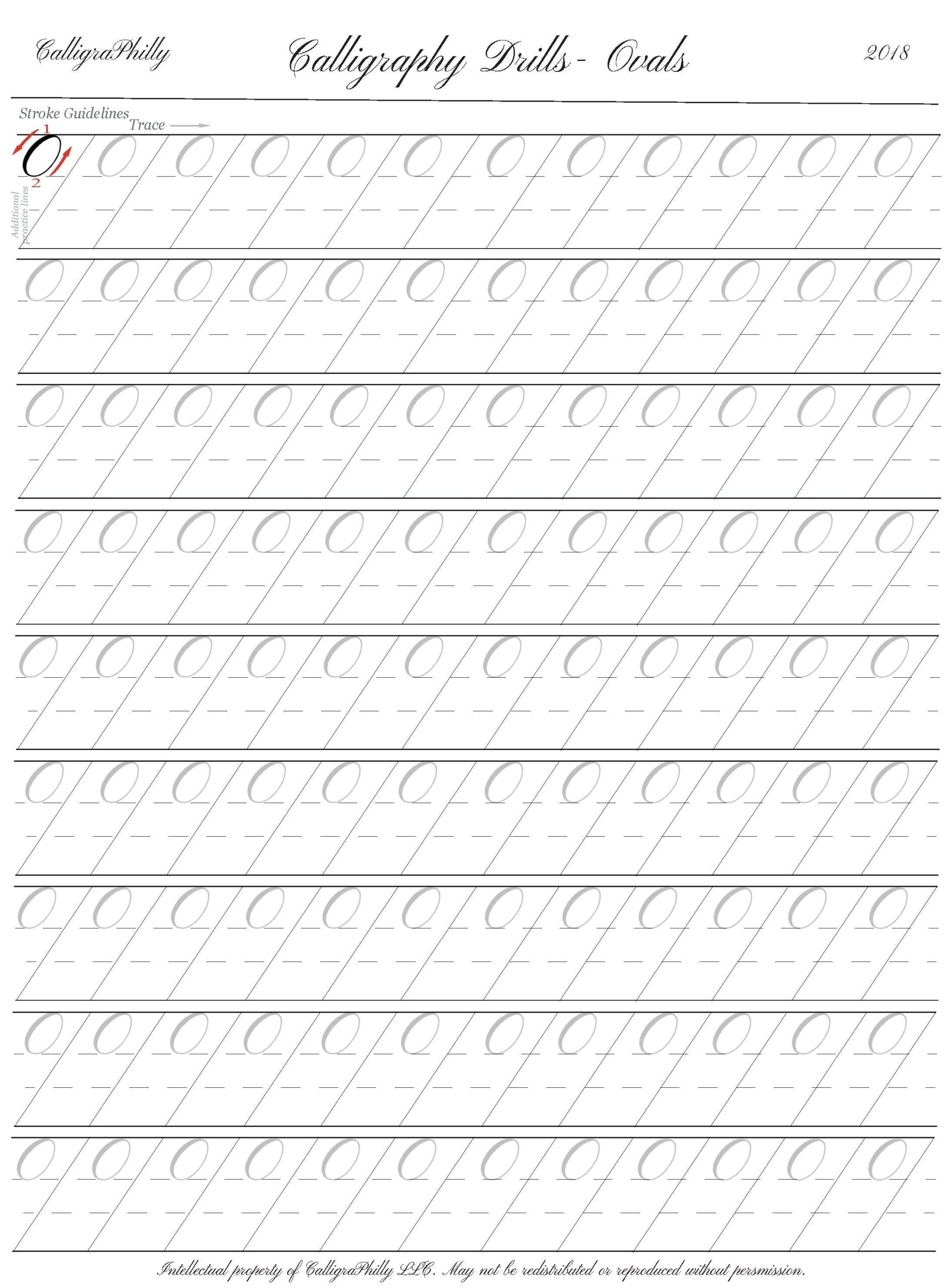 Copperplate Calligraphy Ovals Practice Sheet Beginner Drills digital Download PDF Etsy