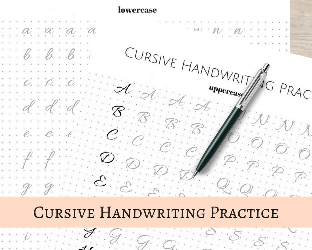 Cursive Handwriting Practice Sheets 5mm Dot Grid For Bullet Journal Uppercase Lowercase Printable Etsy