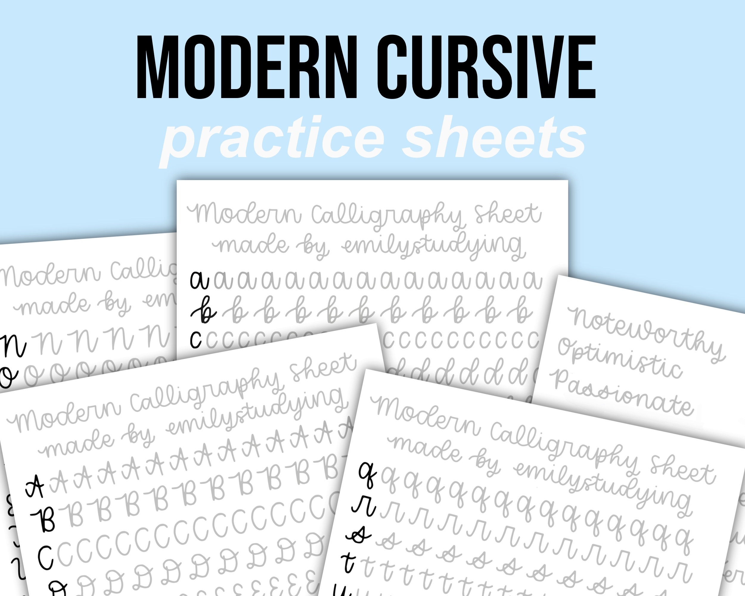 Cursive Practice Sheet Template Printable Digital Download Etsy