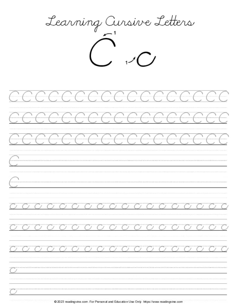 Cursive Writing Letter C ReadingVine