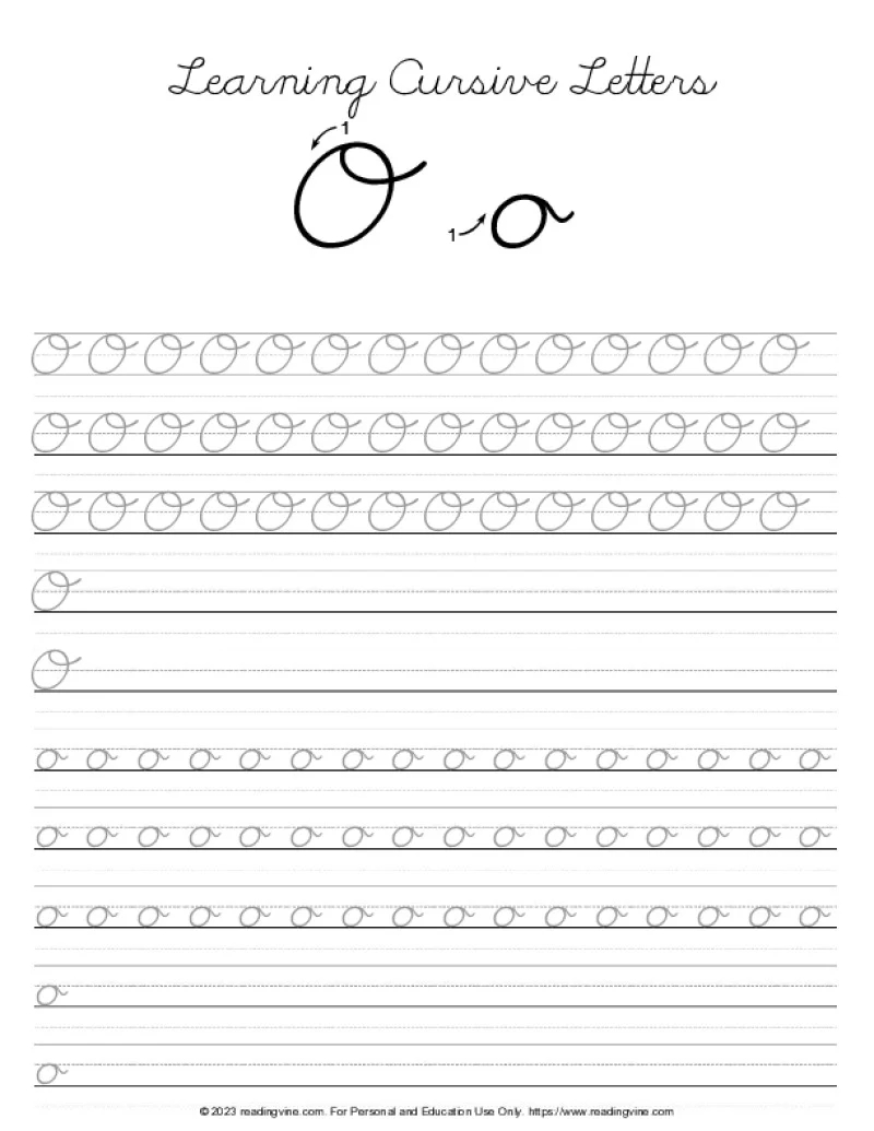Cursive Writing Letter O ReadingVine