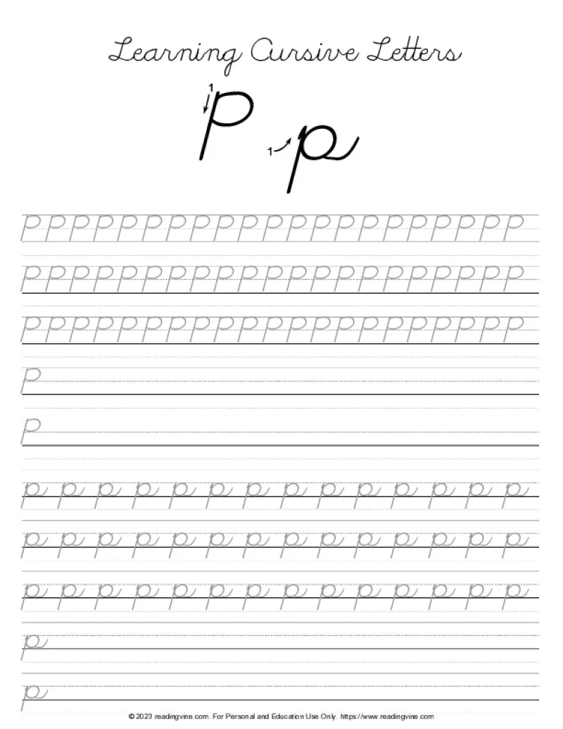 letter p handwriting worksheets