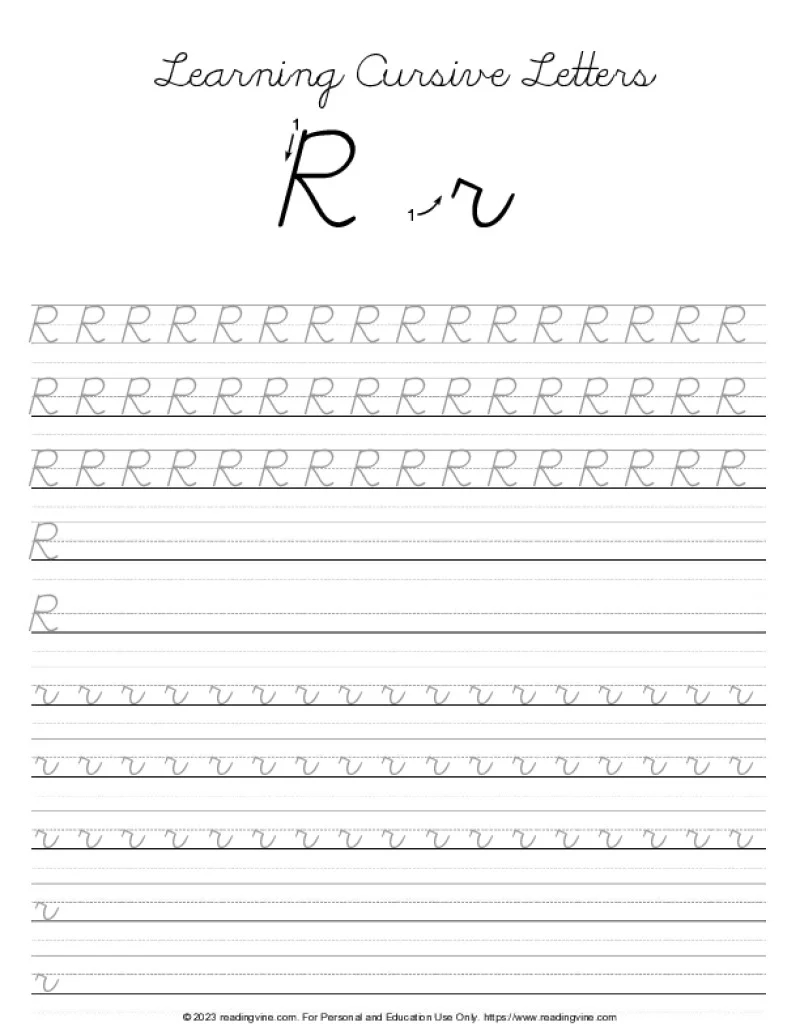 letter r handwriting worksheets